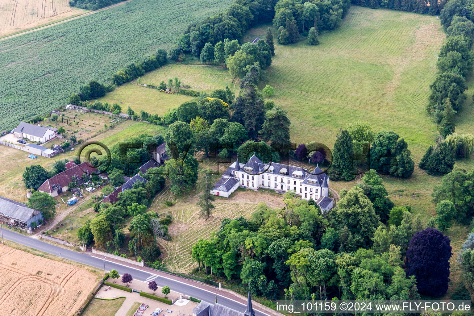 Aerial view of Ambloy in the state Loir et Cher, France