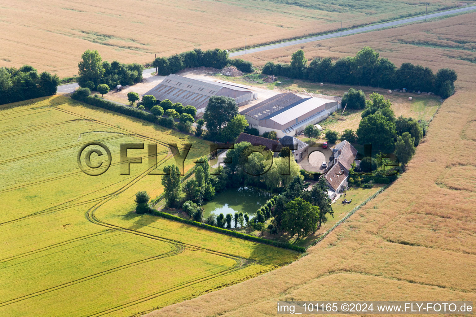 Aerial photograpy of Saint-Amand-Longpré in the state Loir et Cher, France