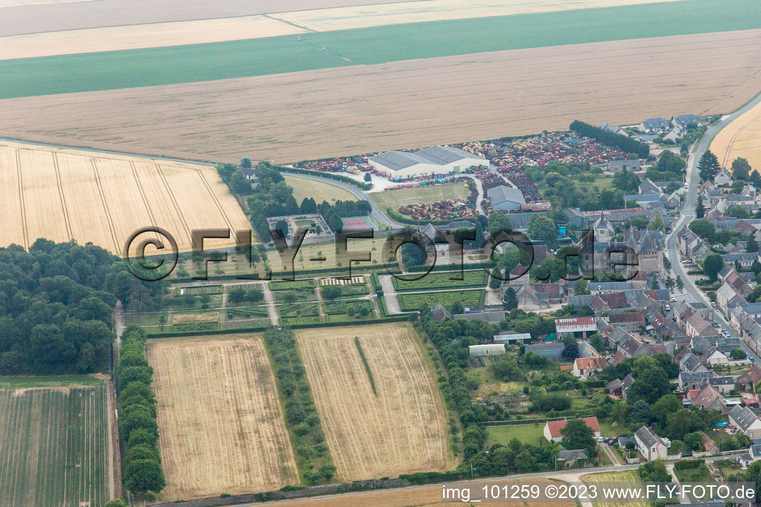 Talcy in the state Loir et Cher, France viewn from the air