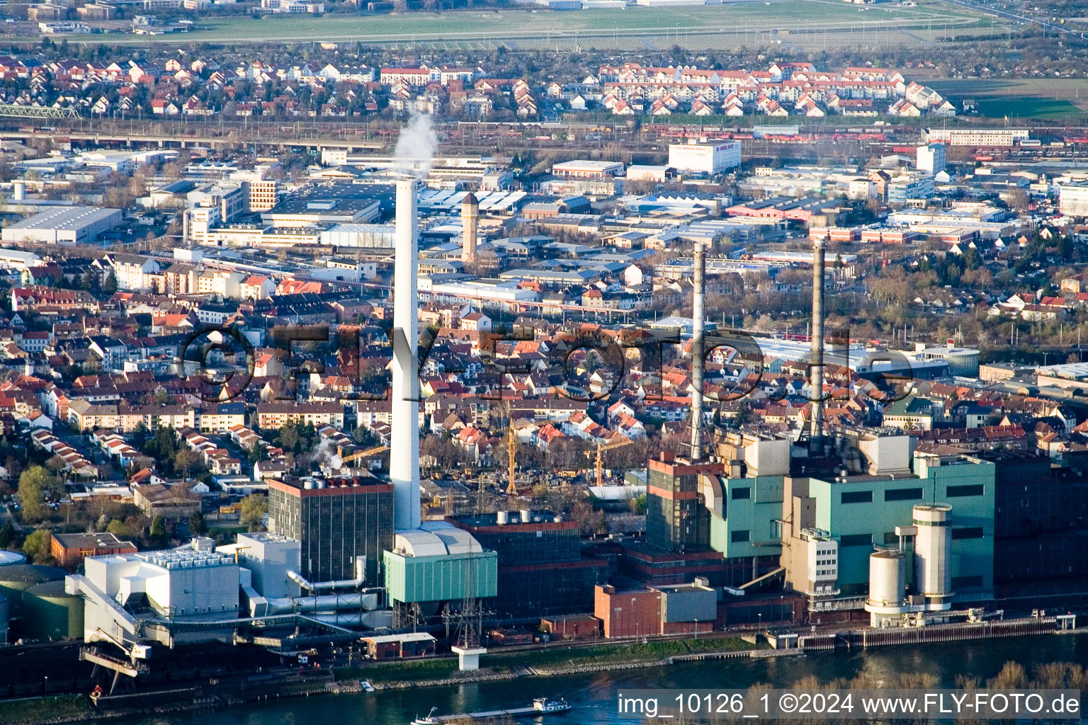 Aerial photograpy of GKM from the south in the district Neckarau in Mannheim in the state Baden-Wuerttemberg, Germany