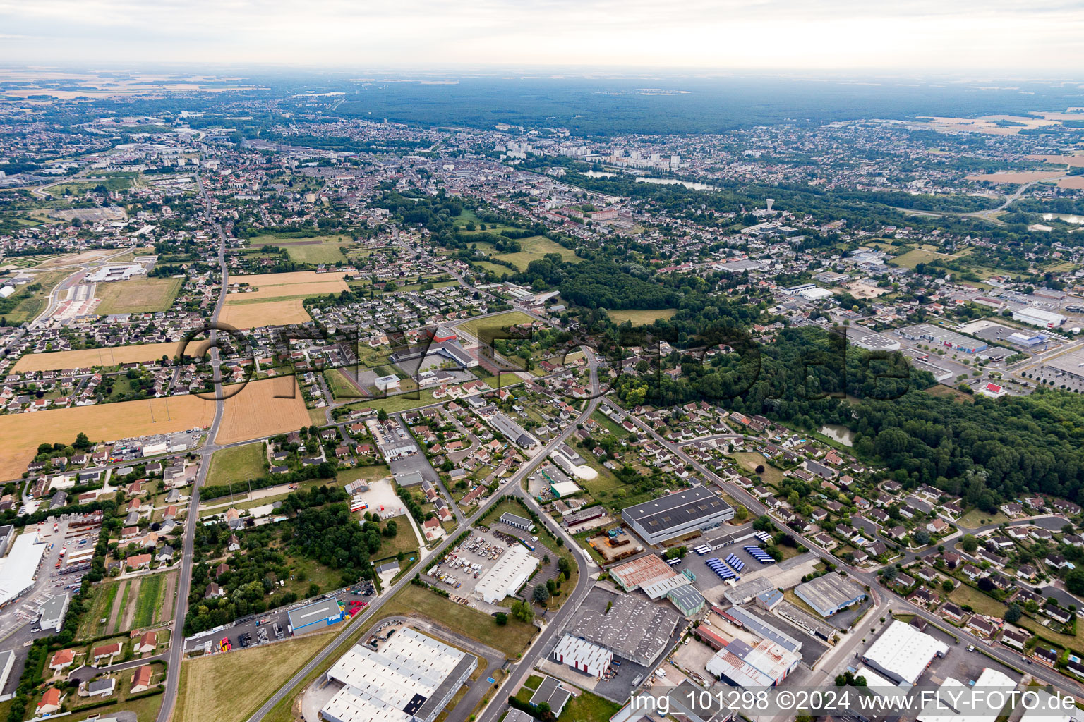 Aerial photograpy of Villemandeur in the state Loiret, France