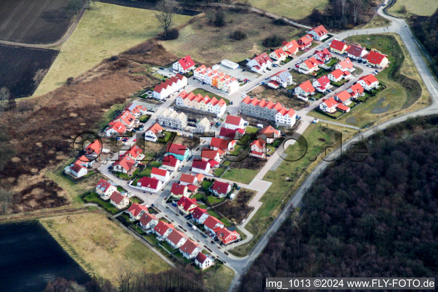 New development area at the riding school, Im Schnabel in Wörth am Rhein in the state Rhineland-Palatinate, Germany