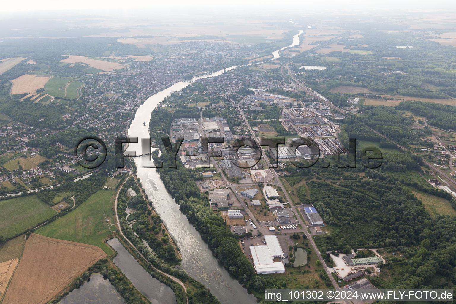 Aerial view of Joigny in the state Yonne, France