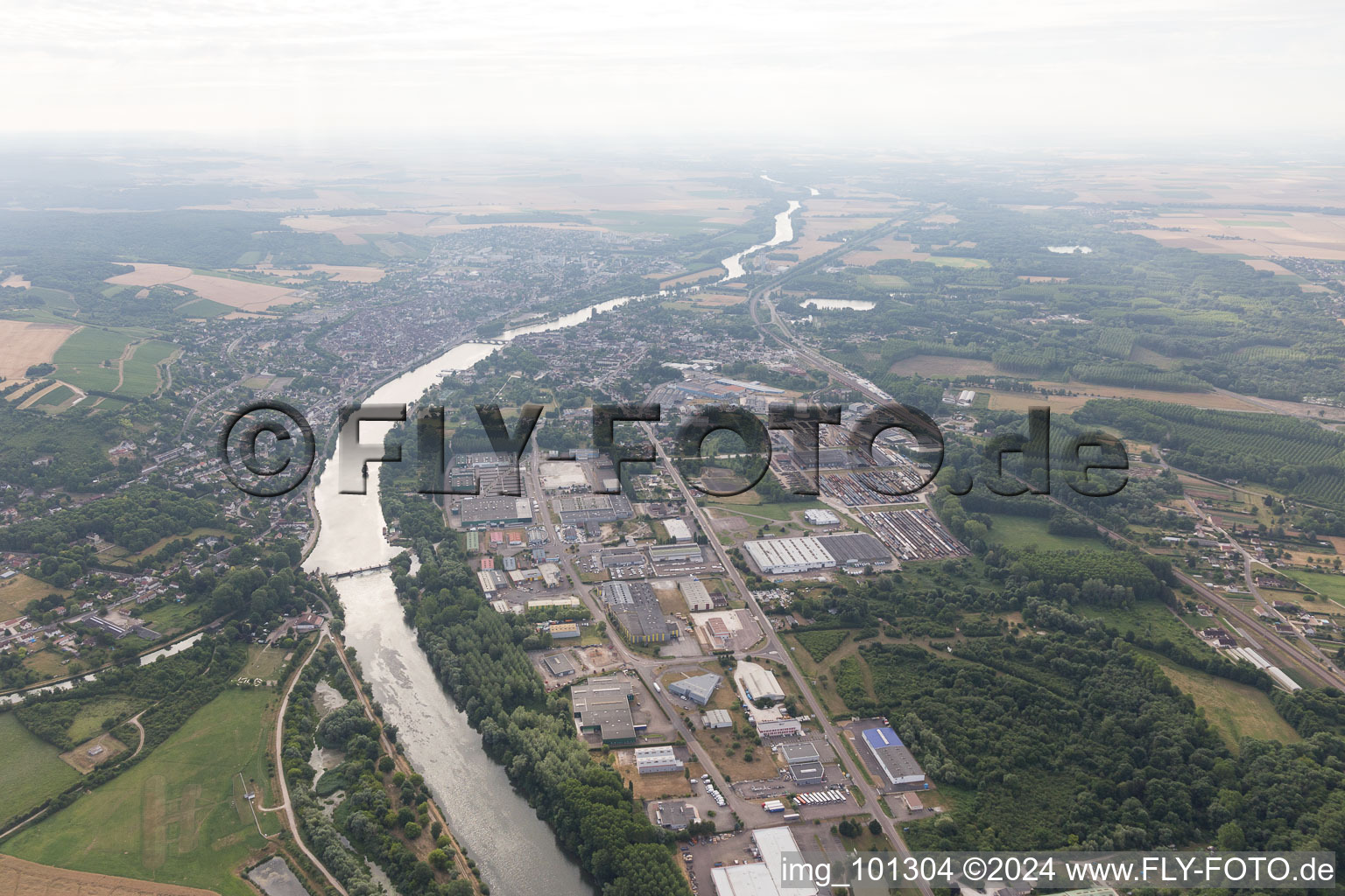 Aerial photograpy of Joigny in the state Yonne, France