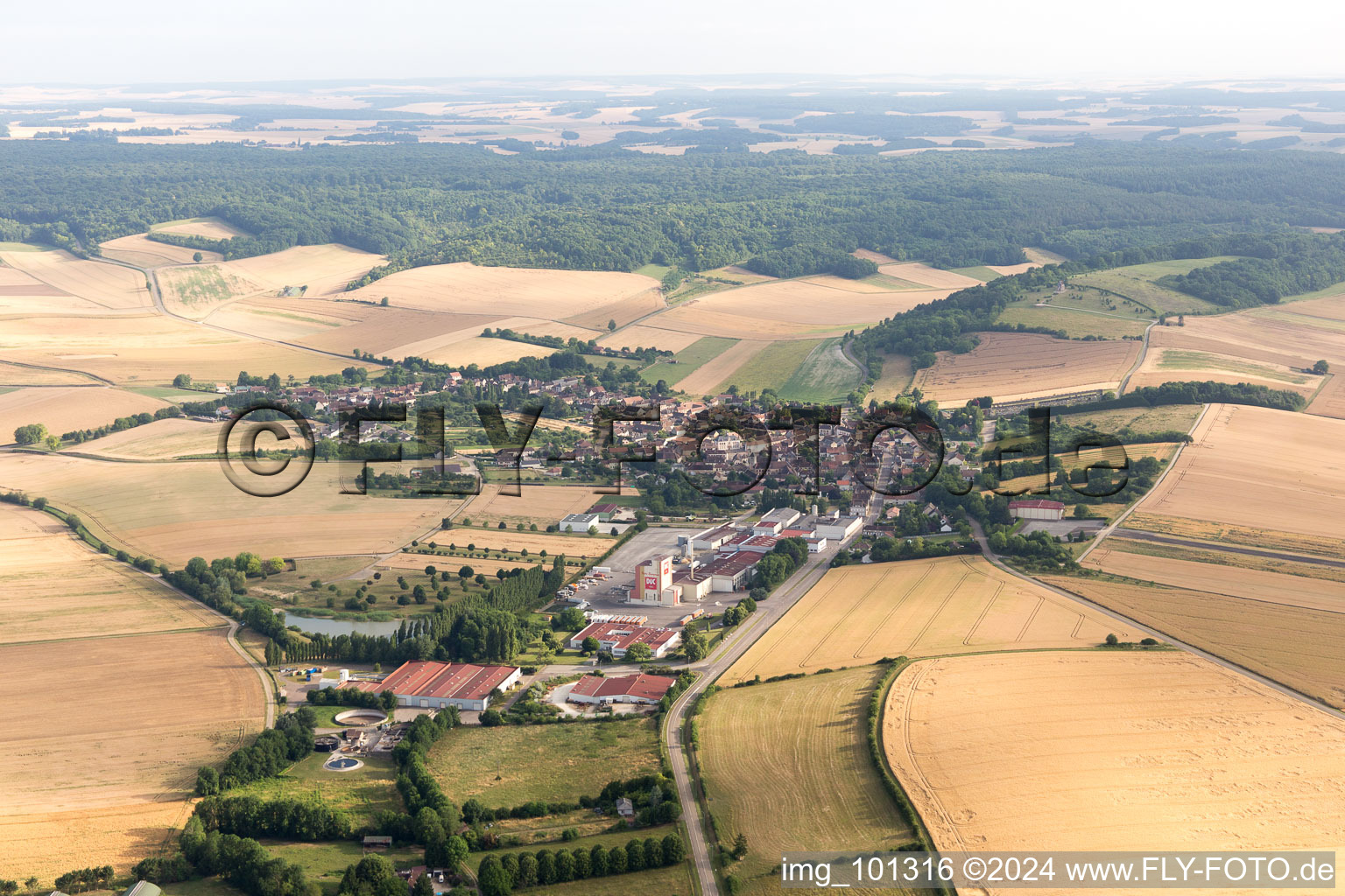 Aerial view of Chailley in the state Yonne, France