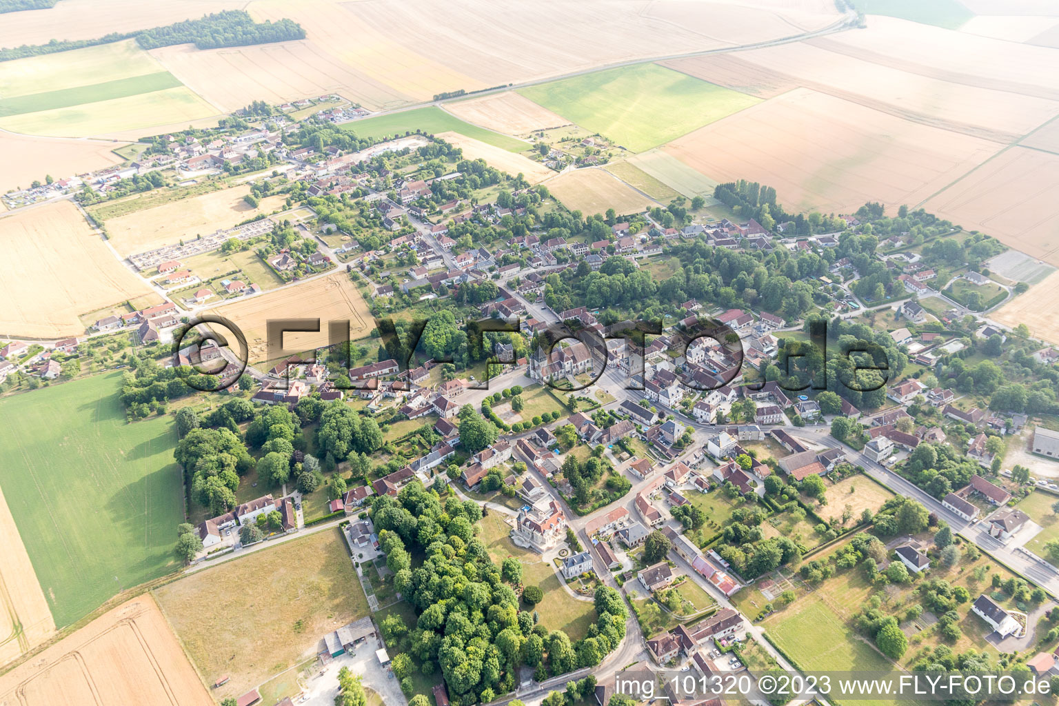 Aerial view of Auxon in the state Aube, France