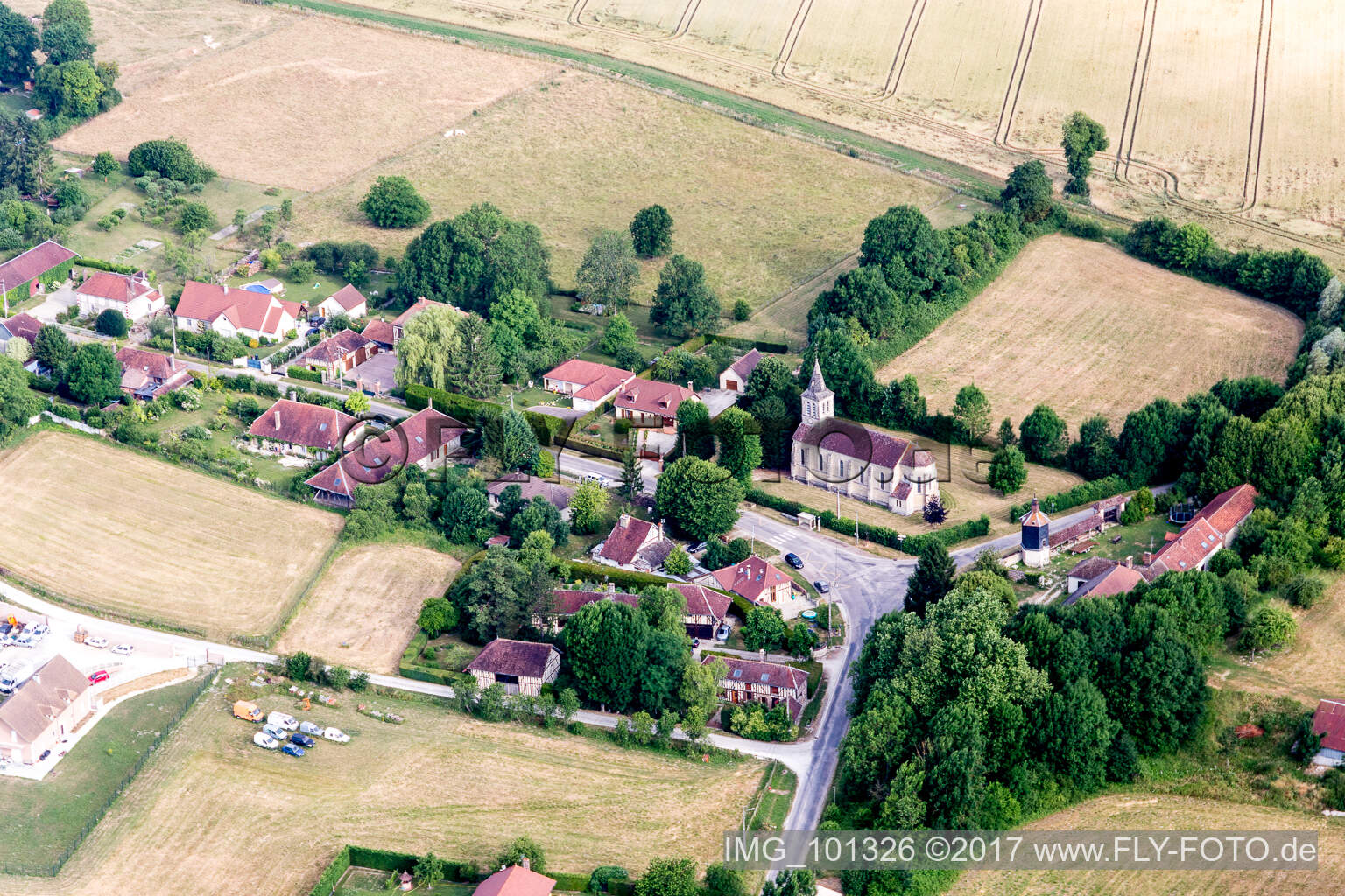 Aerial view of Lirey in the state Aube, France