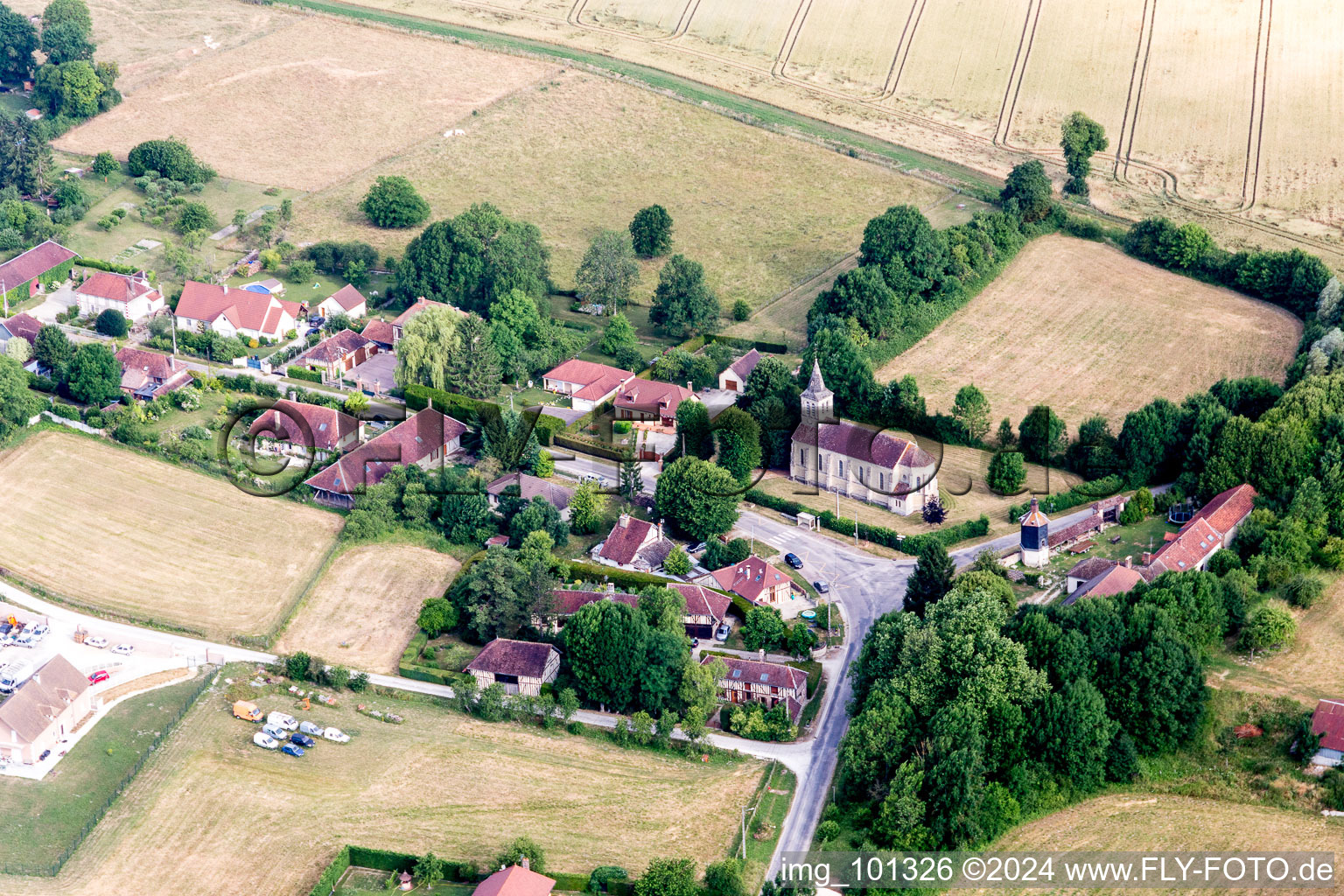 Aerial view of Lirey in the state Aube, France