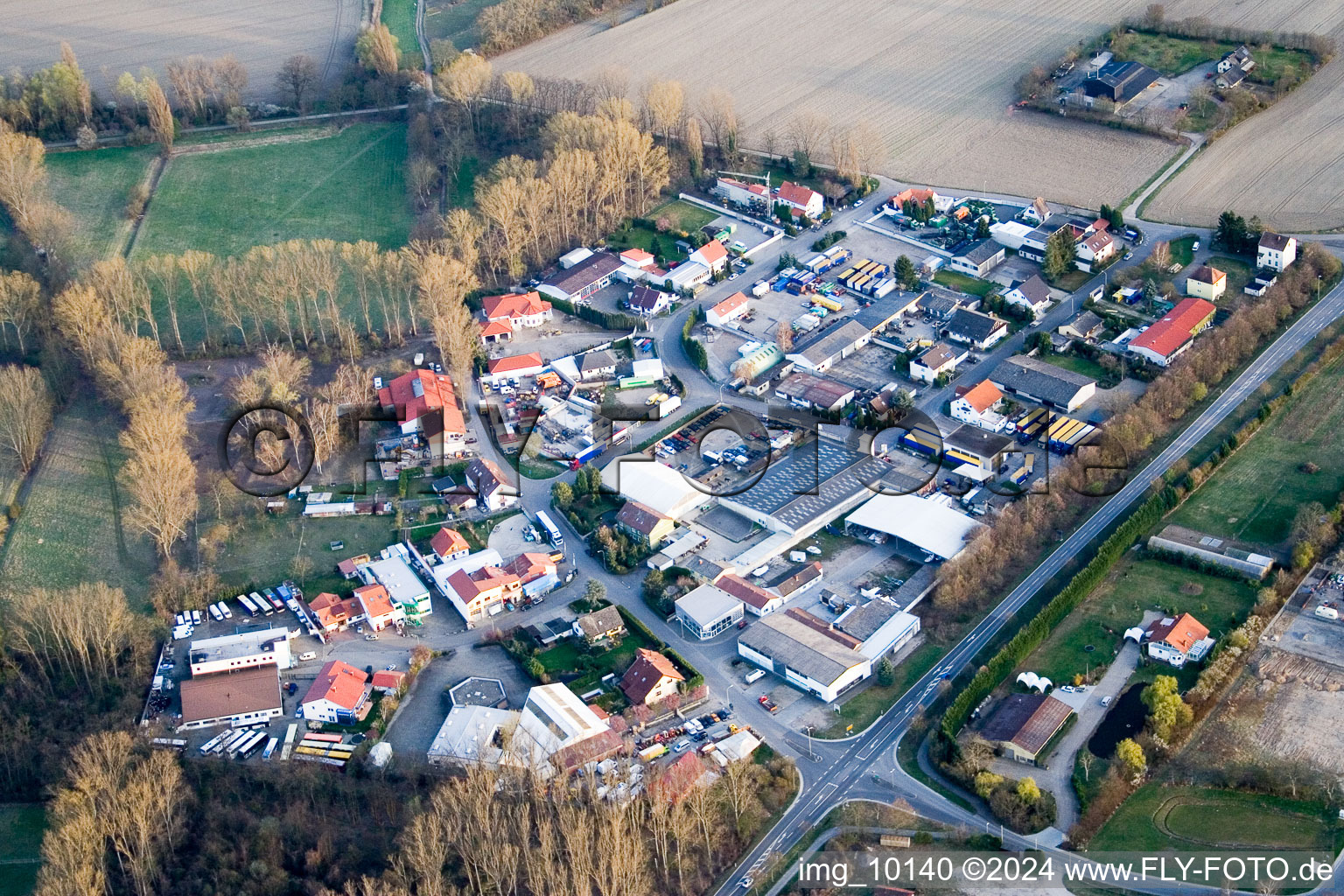 Altrip in the state Rhineland-Palatinate, Germany viewn from the air