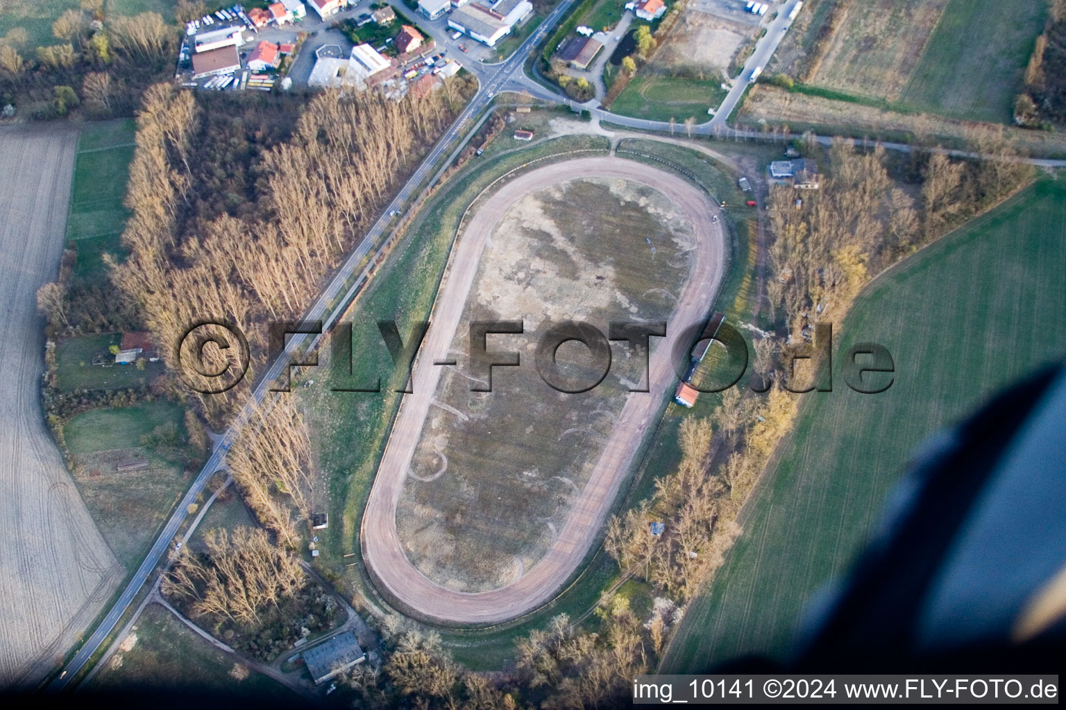 Range of sand race-track Sandbahn in the district Riedsiedlung in Altrip in the state Rhineland-Palatinate