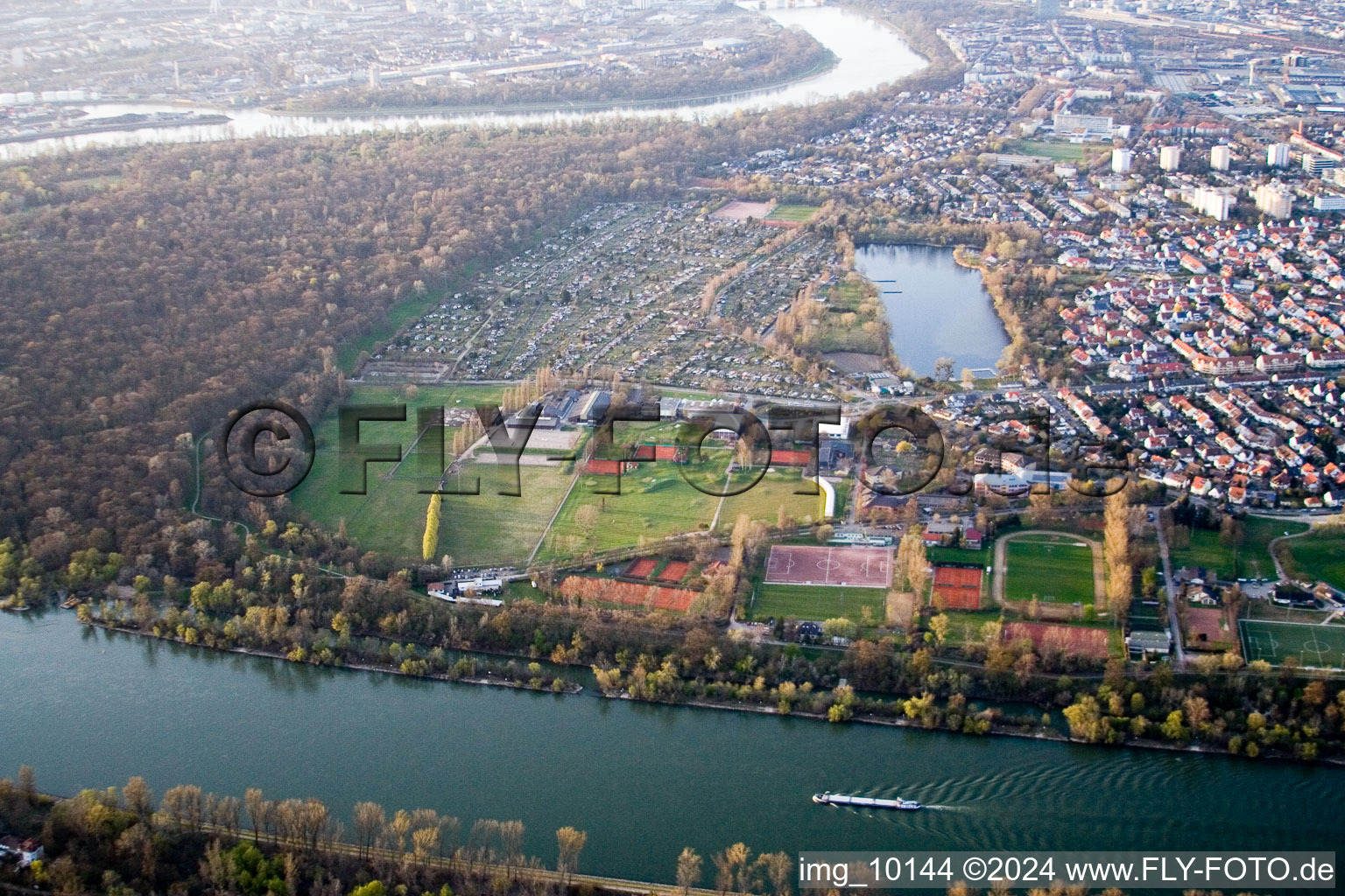 Sports facilities, Stollenwörthweier in the district Neckarau in Mannheim in the state Baden-Wuerttemberg, Germany