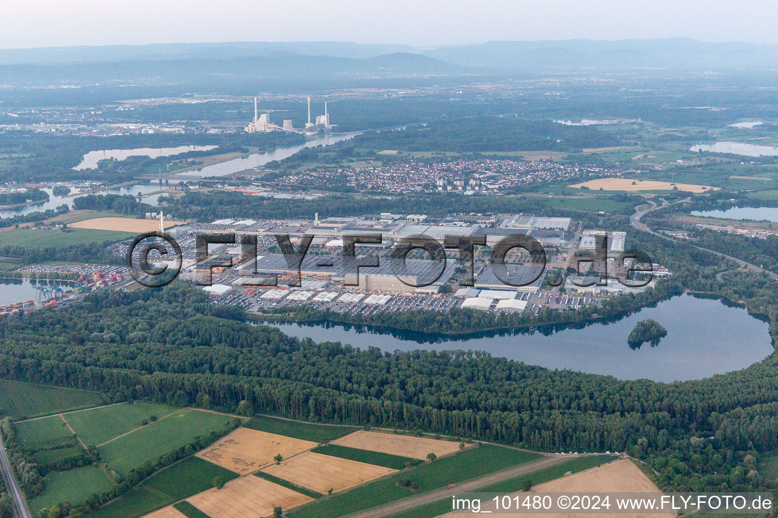 Wörth am Rhein in the state Rhineland-Palatinate, Germany from the drone perspective