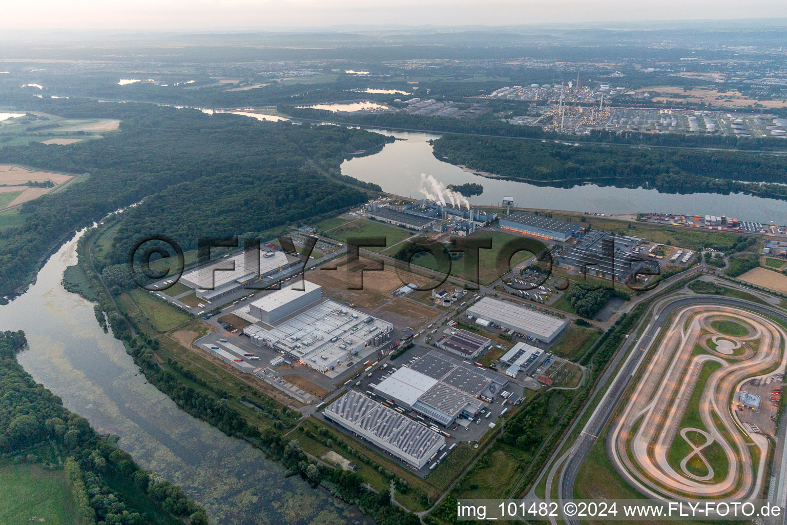 Wörth am Rhein in the state Rhineland-Palatinate, Germany from a drone