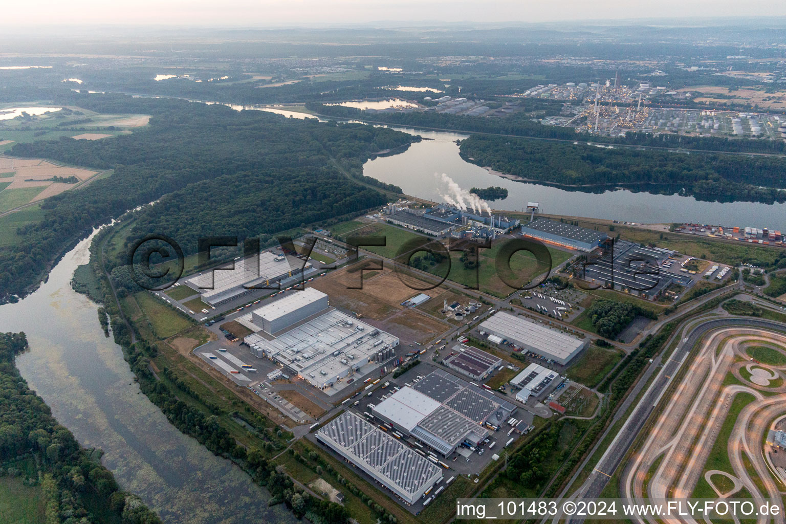 Wörth am Rhein in the state Rhineland-Palatinate, Germany seen from a drone