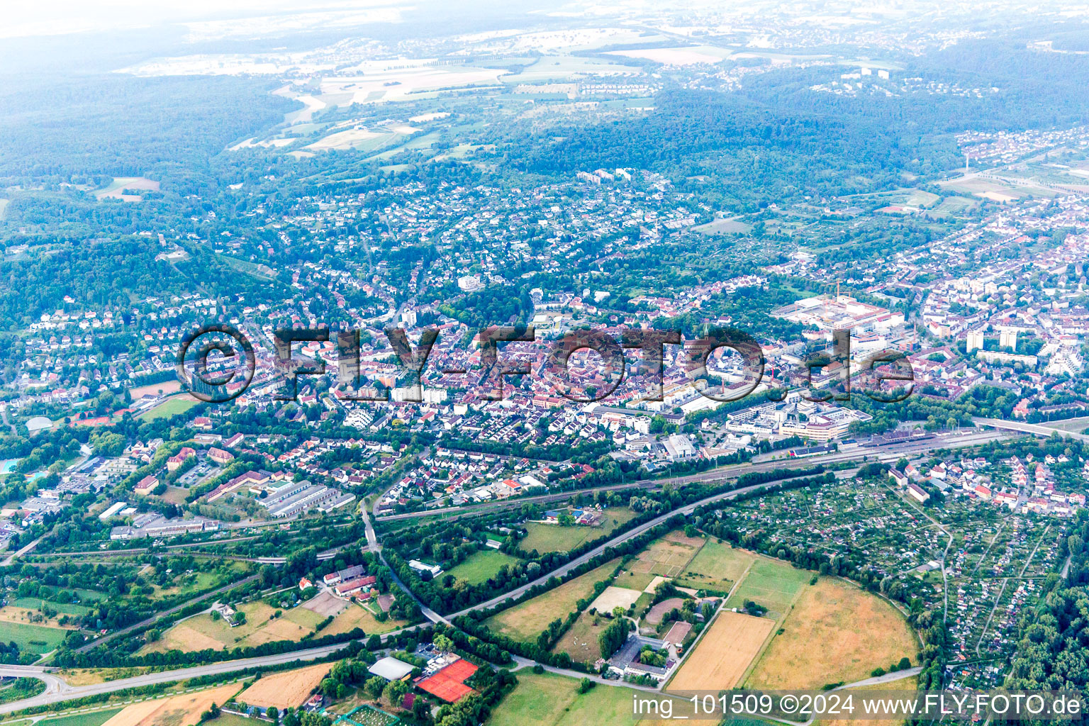 Drone image of District Grötzingen in Karlsruhe in the state Baden-Wuerttemberg, Germany