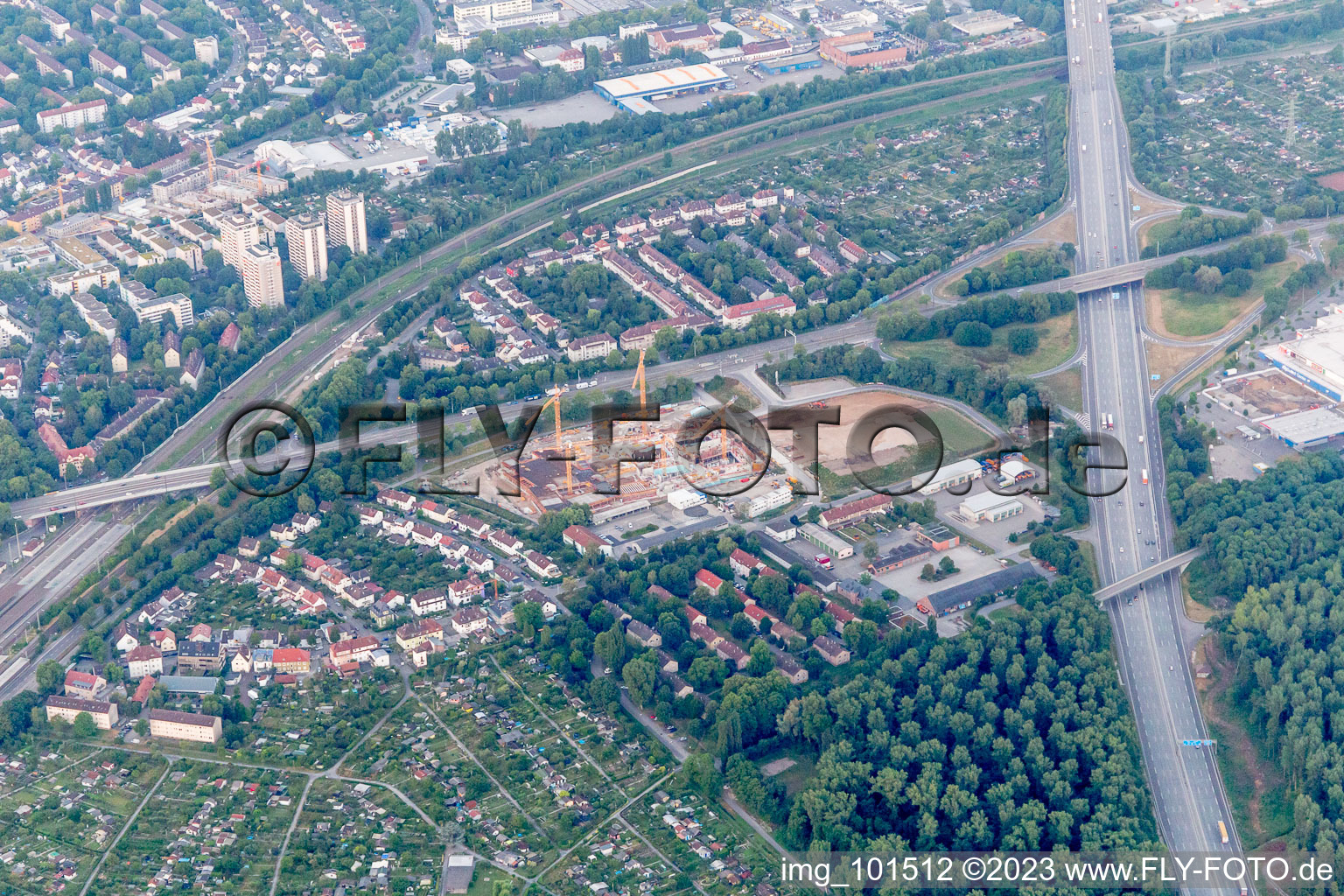 District Grötzingen in Karlsruhe in the state Baden-Wuerttemberg, Germany from a drone