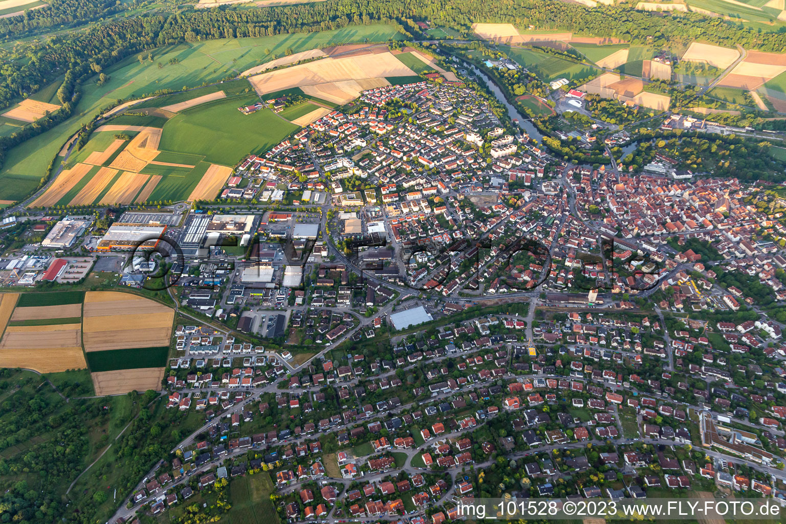 Town View of the streets and houses of the residential areas in Vaihingen an der Enz in the state Baden-Wurttemberg, Germany