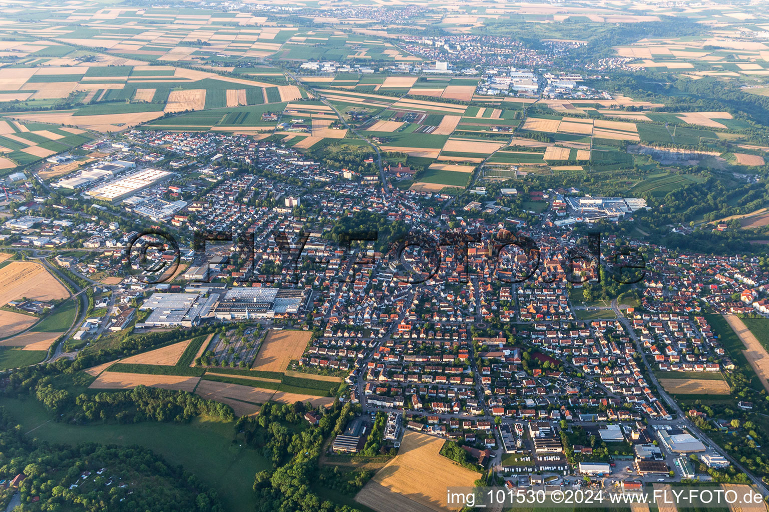 Town View of the streets and houses of the residential areas in Markgroeningen in the state Baden-Wurttemberg, Germany