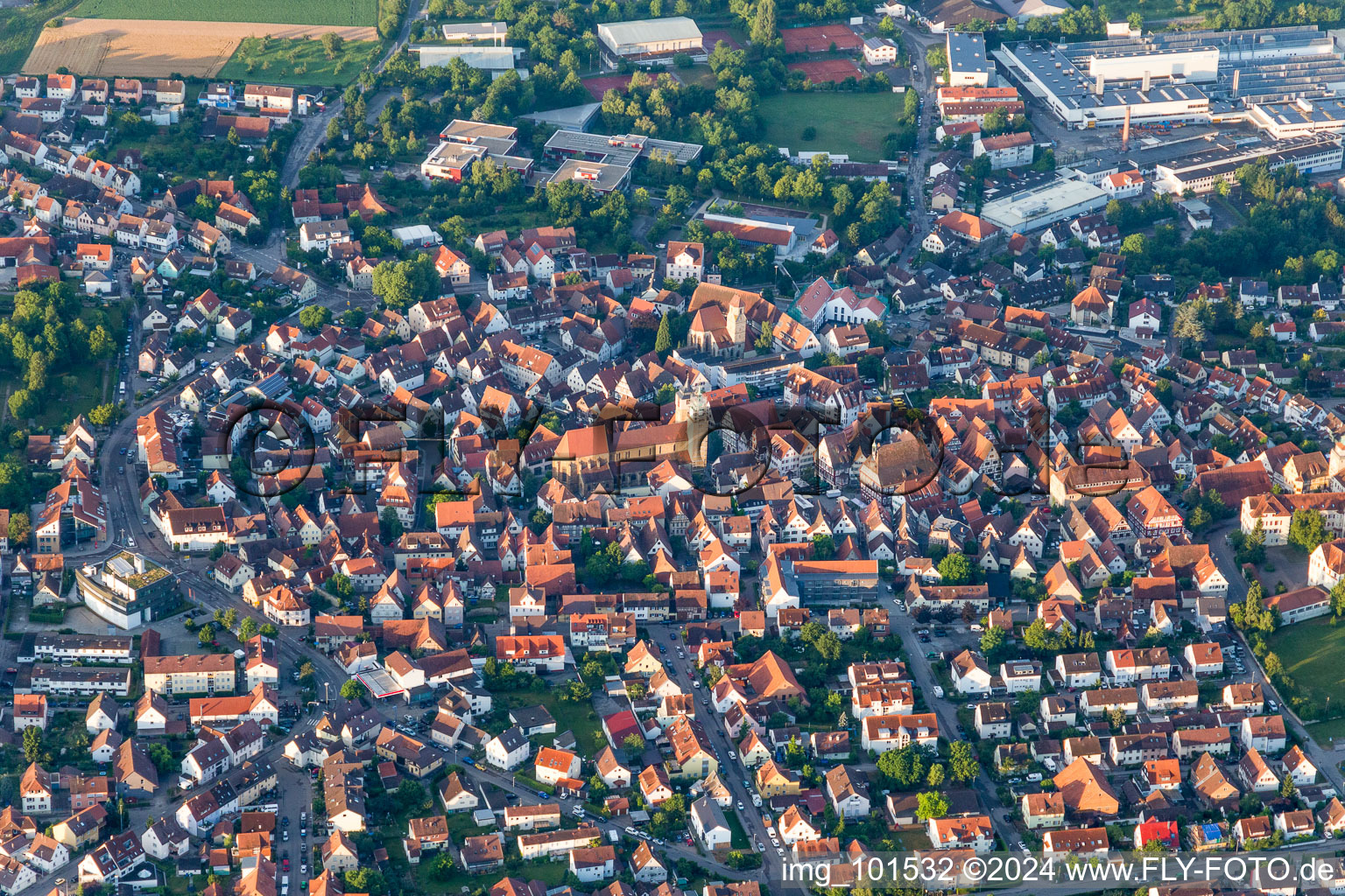 Old Town area and city center of Markgroeningen in the state Baden-Wurttemberg, Germany