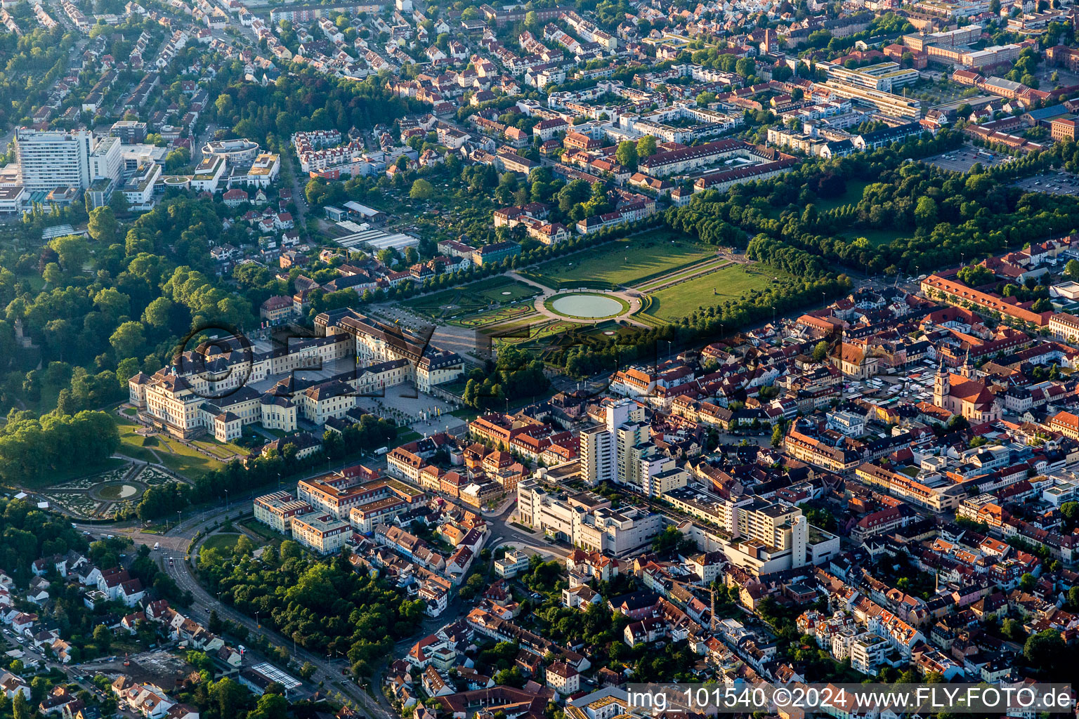 Building complex in the park of the castle Residenzschloss Ludwigsburg in Ludwigsburg in the state Baden-Wurttemberg, Germany