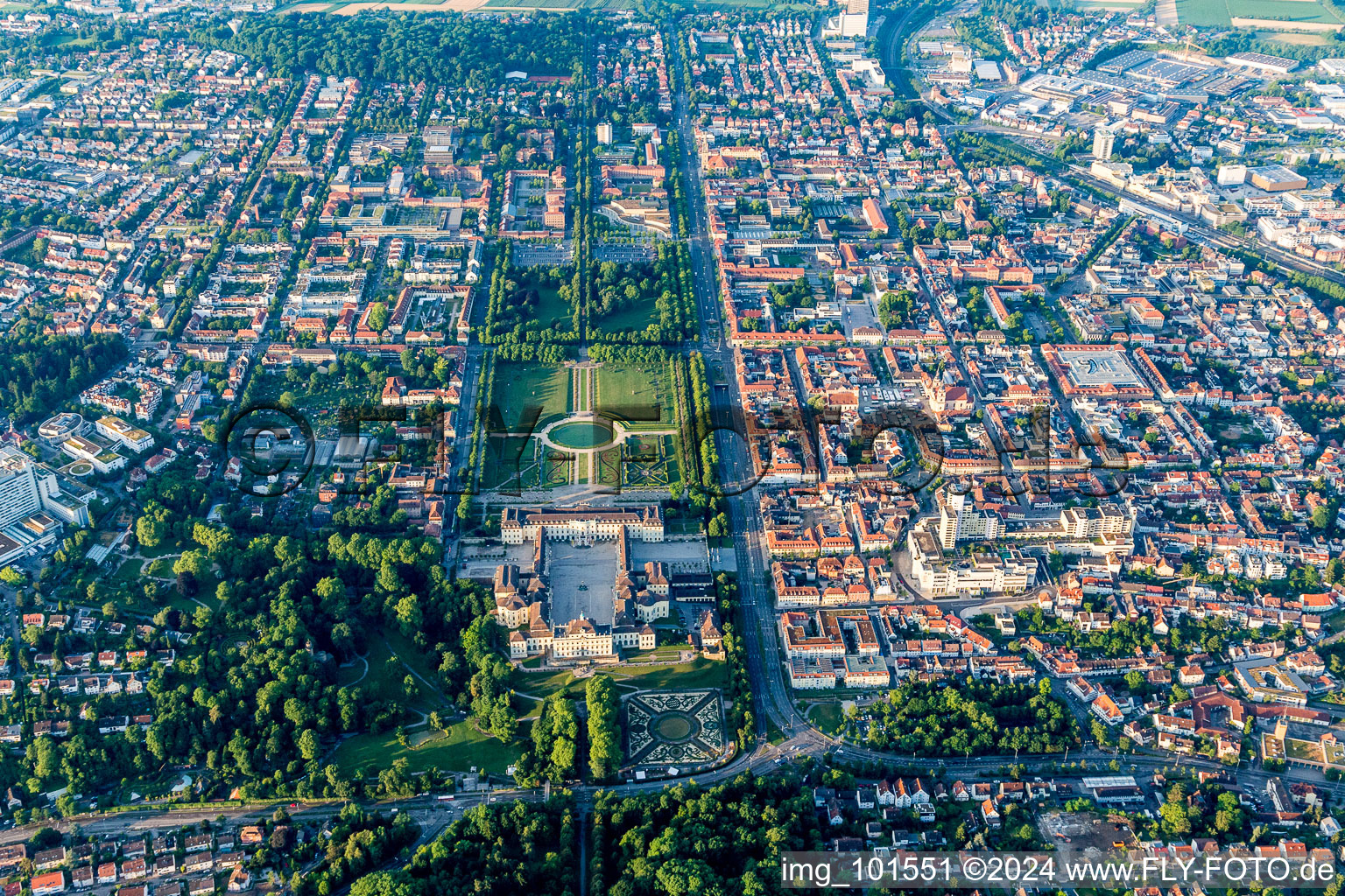 Building complex in the park of the castle Residenzschloss Ludwigsburg and Gartenschau Bluehendes Barock in Ludwigsburg in the state Baden-Wurttemberg, Germany