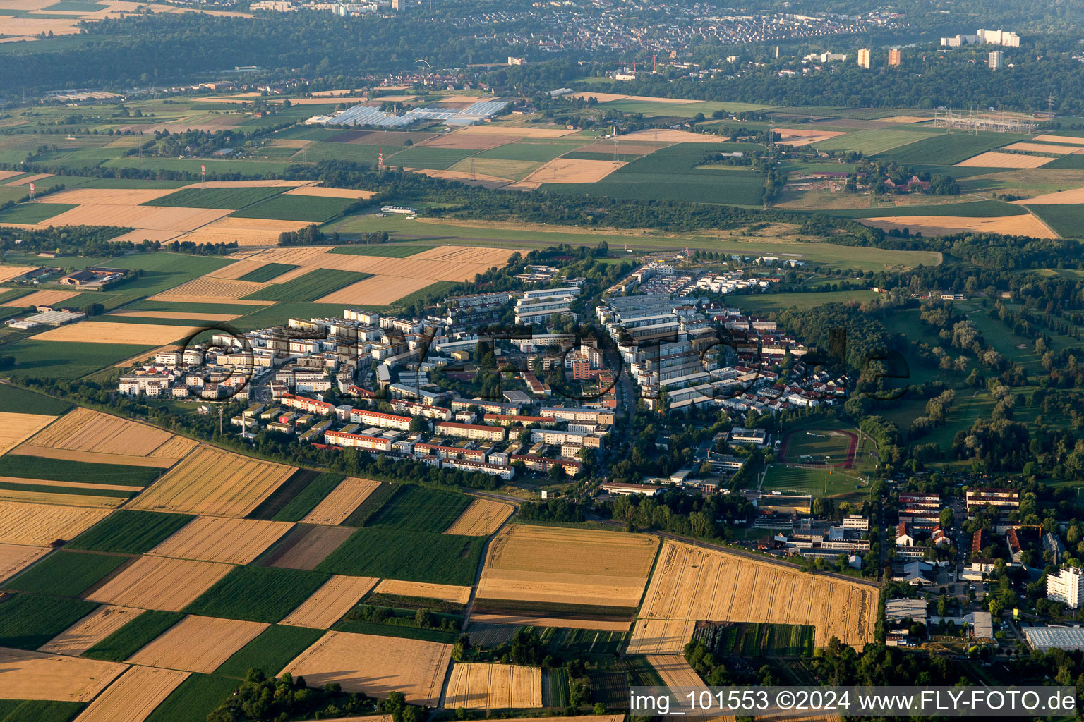 Settlement area in the district Pattonville in Kornwestheim in the state Baden-Wurttemberg, Germany