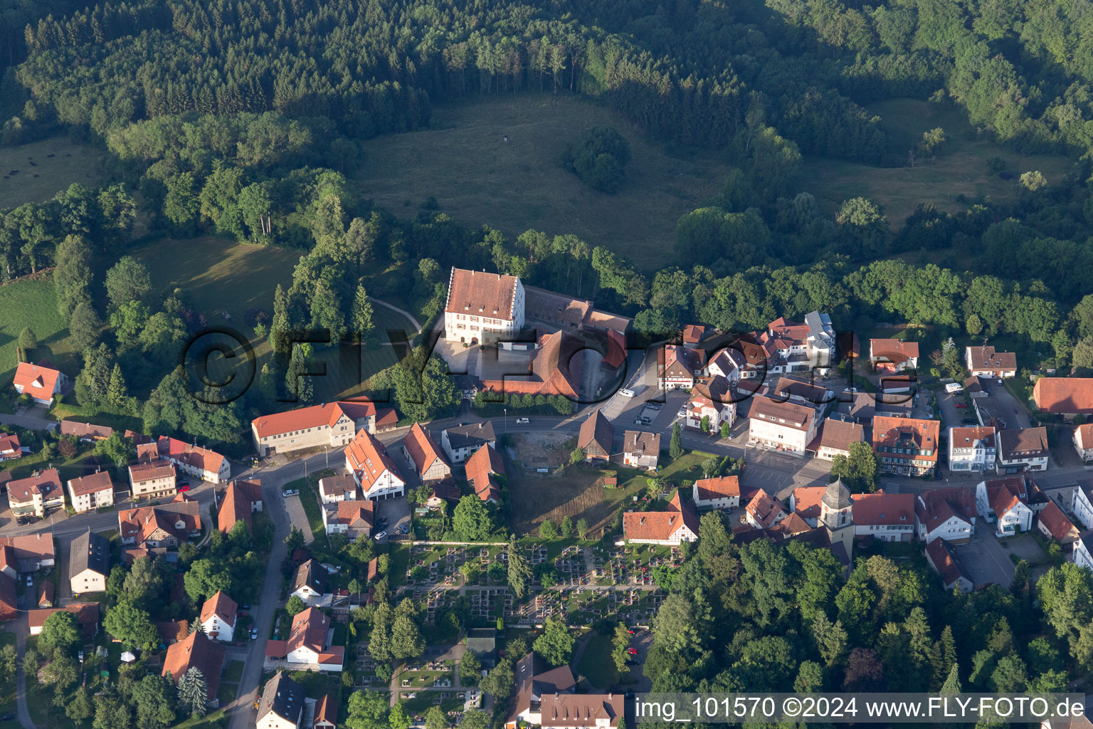 Aerial view of Alfdorf in the state Baden-Wuerttemberg, Germany