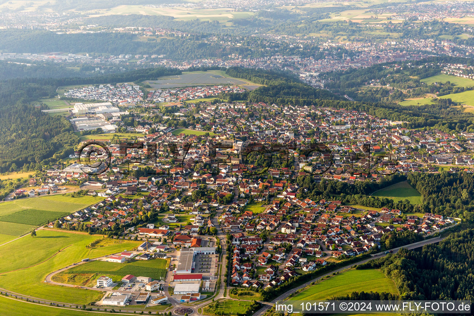 Town View of the streets and houses of the residential areas in Mutlangen in the state Baden-Wurttemberg, Germany