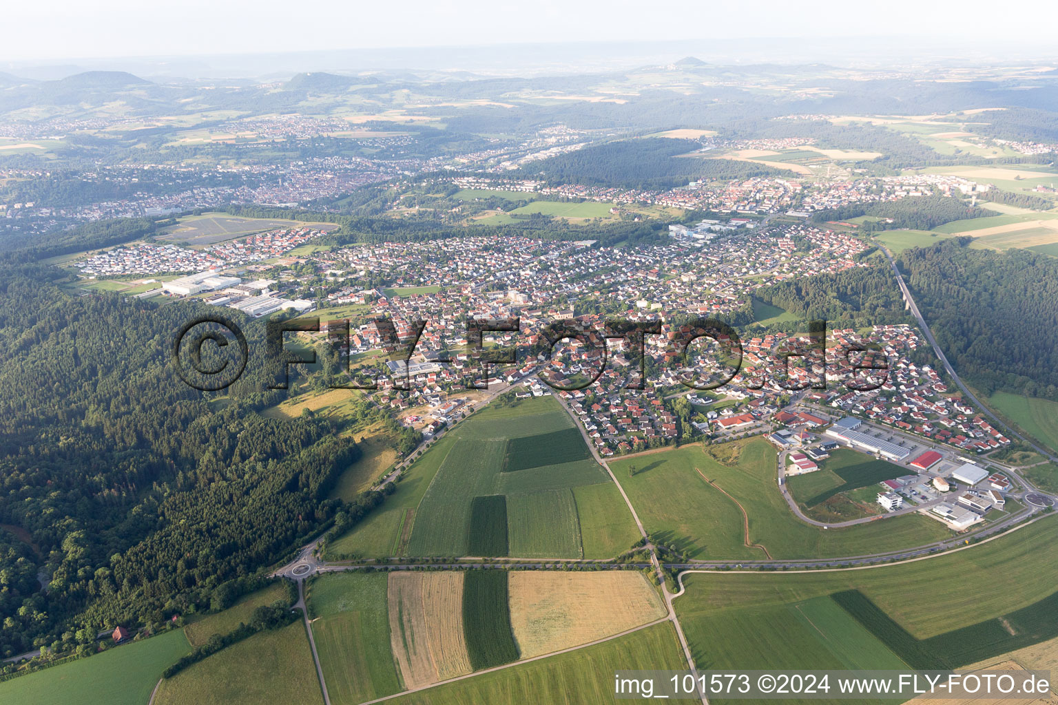 Aerial view of Mutlangen in the state Baden-Wuerttemberg, Germany