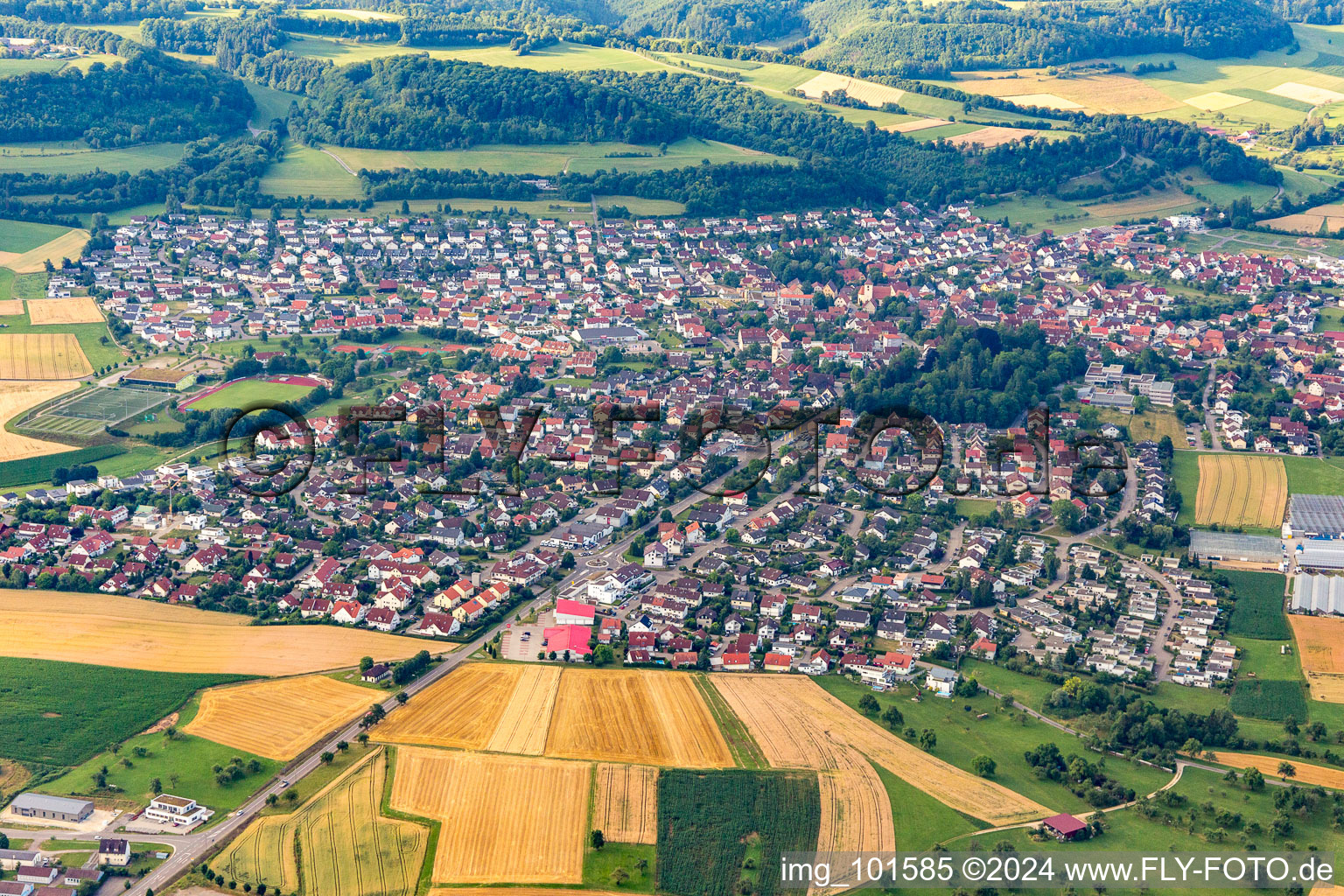 Essingen in the state Baden-Wuerttemberg, Germany viewn from the air