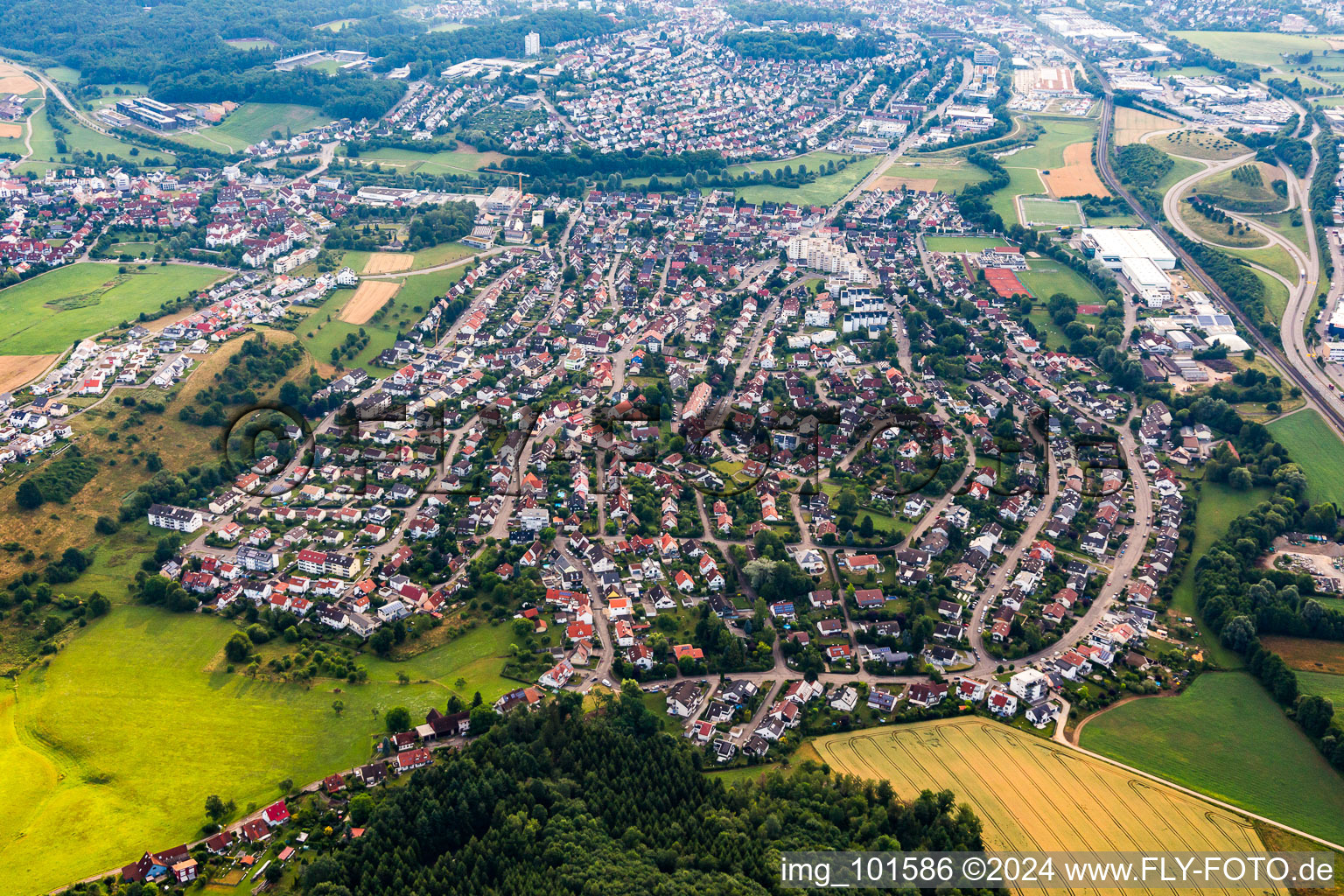 Settlement area in the district Hofherrnweiler in Aalen in the state Baden-Wurttemberg, Germany