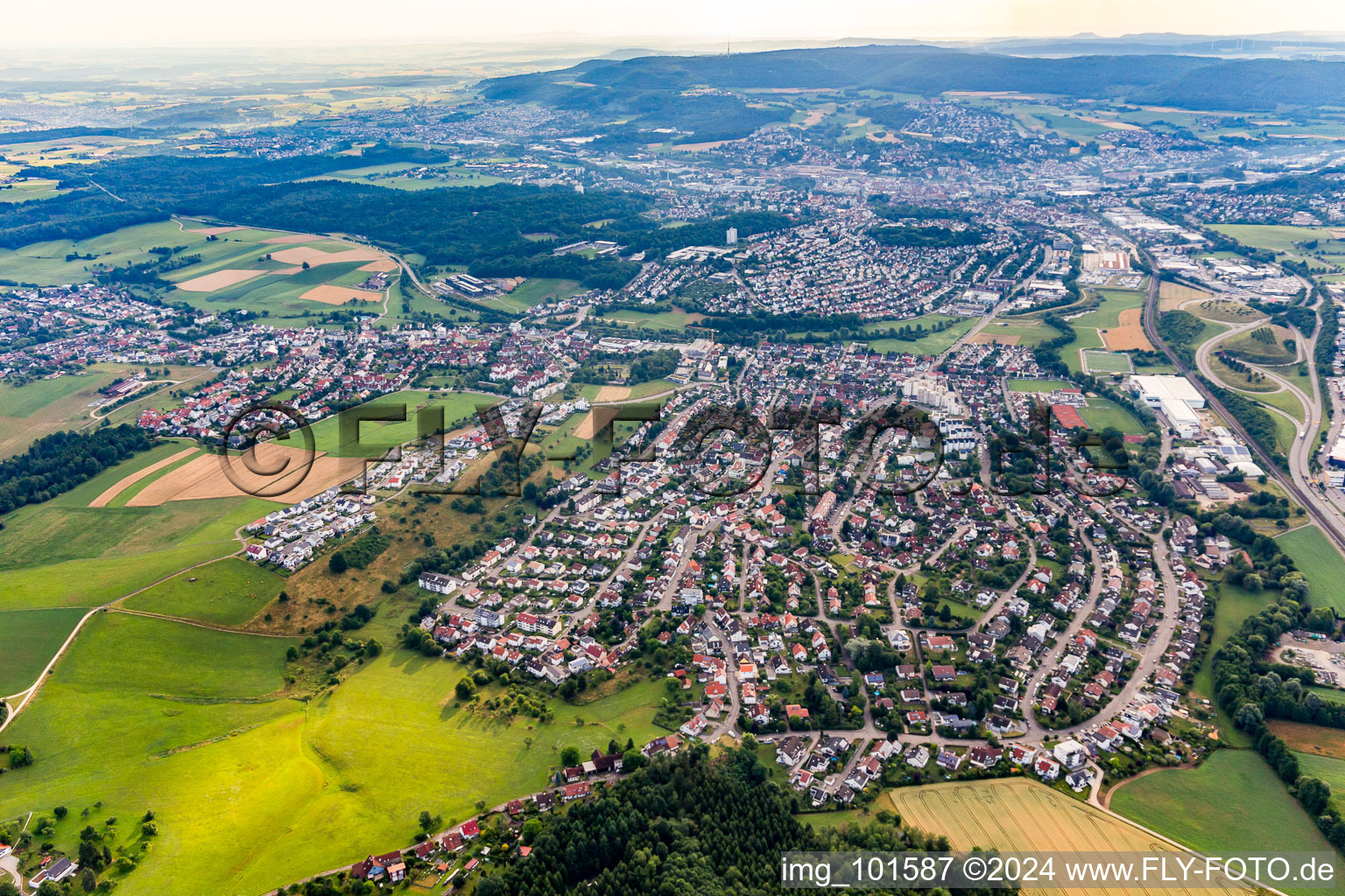 Aerial view of Settlement area in the district Hofherrnweiler in Aalen in the state Baden-Wurttemberg, Germany