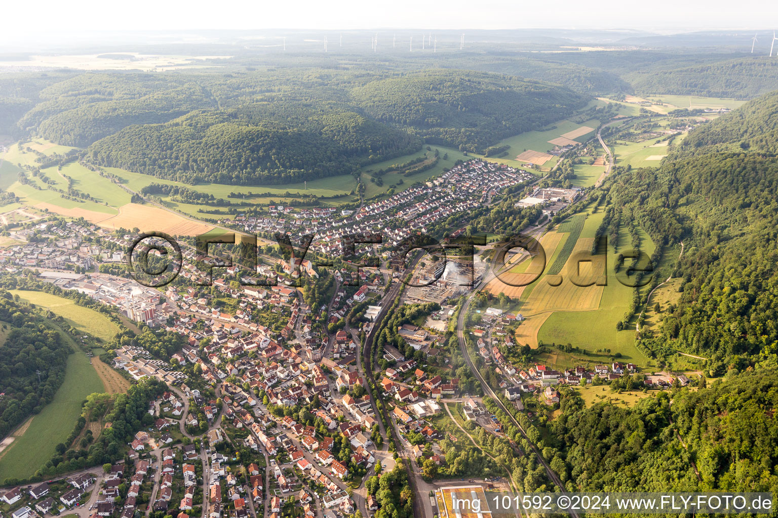 Aerial photograpy of District Unterkochen in Aalen in the state Baden-Wuerttemberg, Germany