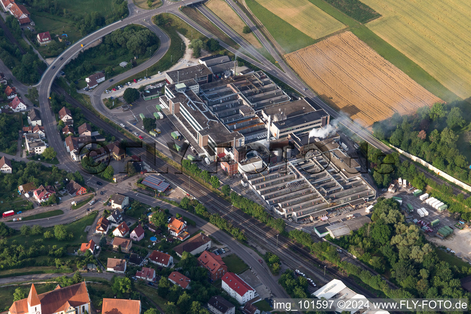 Building and production halls on the premises of RUD Ketten Rieger & Dietz GmbH u. Co. KG in the district Unterkochen in Aalen in the state Baden-Wurttemberg, Germany