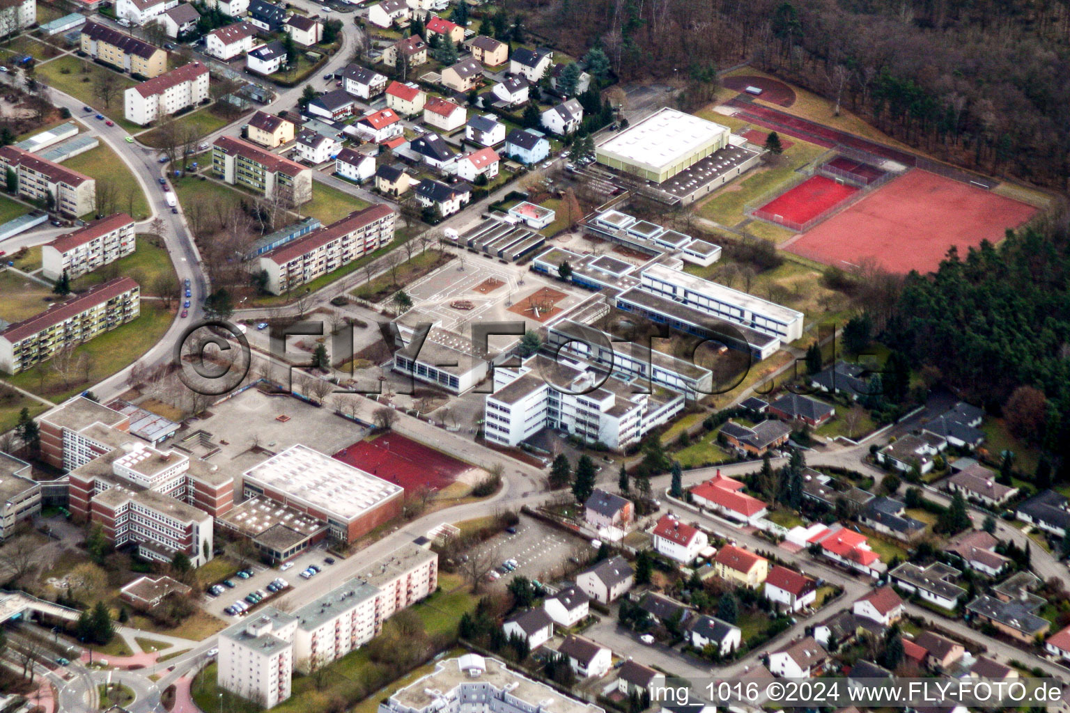 Aerial view of Dorschberg in Wörth am Rhein in the state Rhineland-Palatinate, Germany