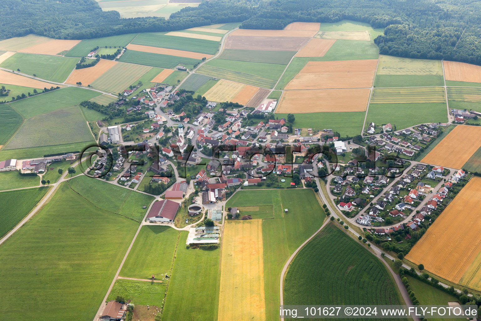 Aerial view of Kösingen in the state Baden-Wuerttemberg, Germany