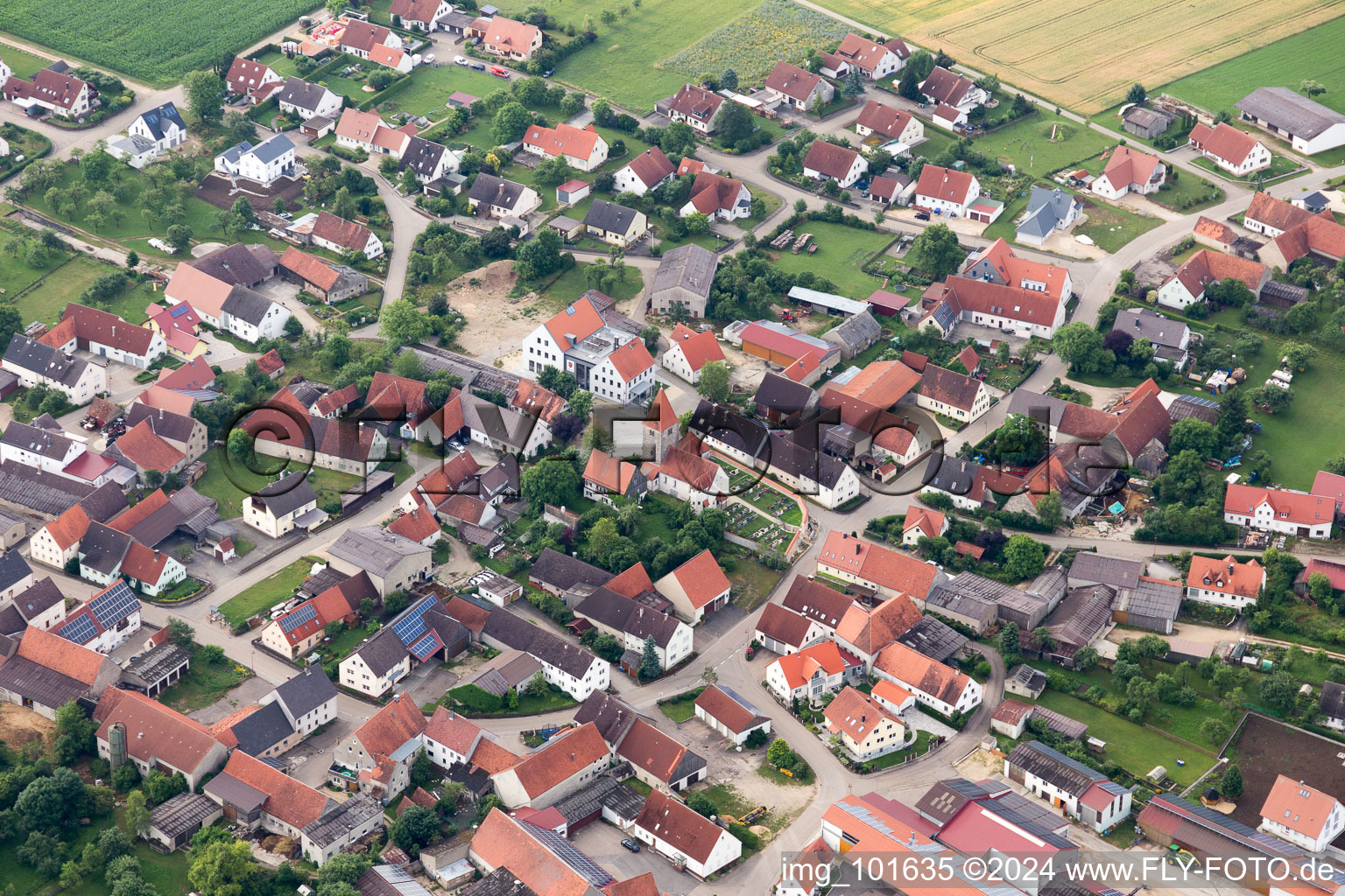 Aerial photograpy of Forheim in the state Bavaria, Germany