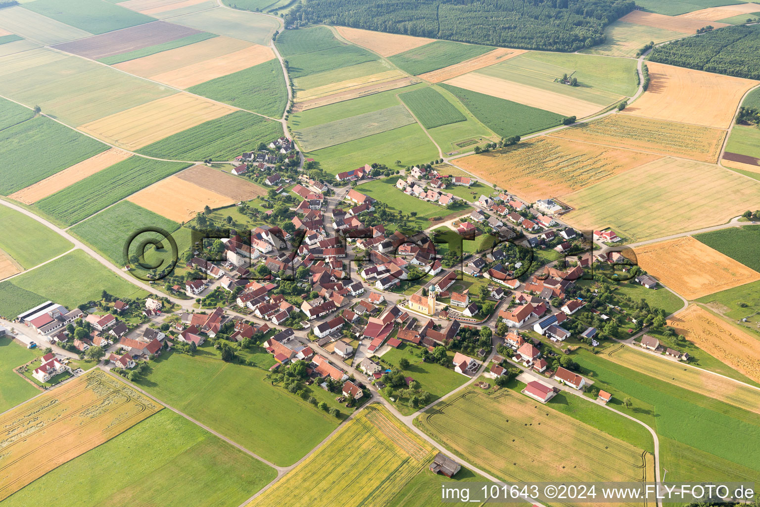 Aerial view of Bollstadt in the state Bavaria, Germany