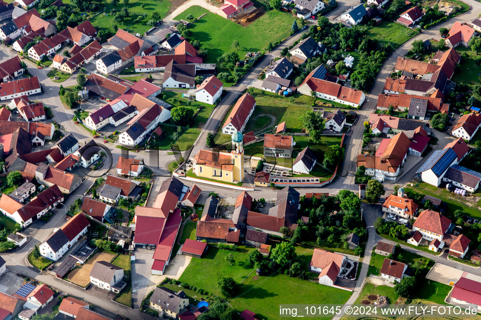 Oblique view of Bollstadt in the state Bavaria, Germany