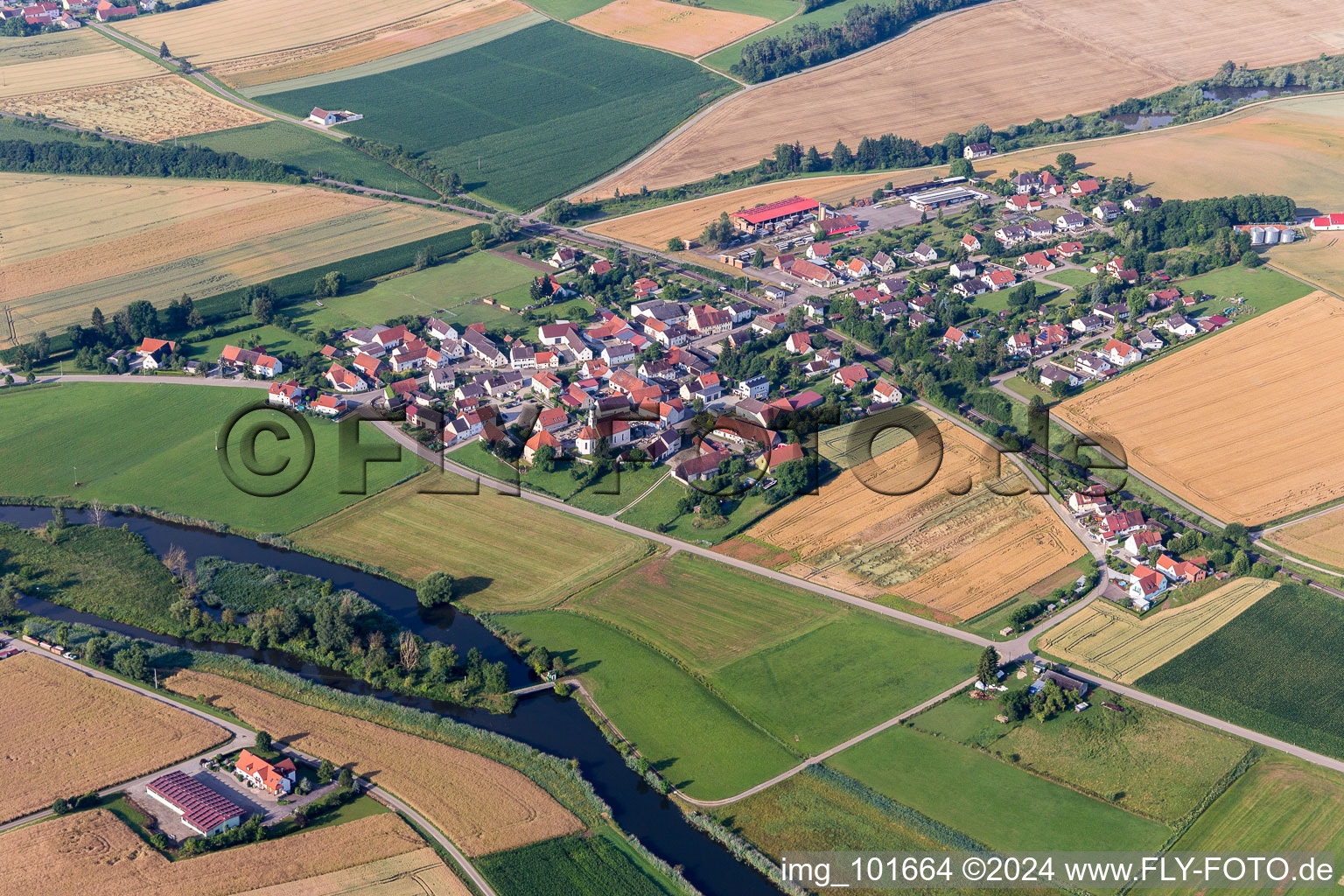 Village on the river bank areas of Woernitz in Woernitzstein in the state Bavaria, Germany