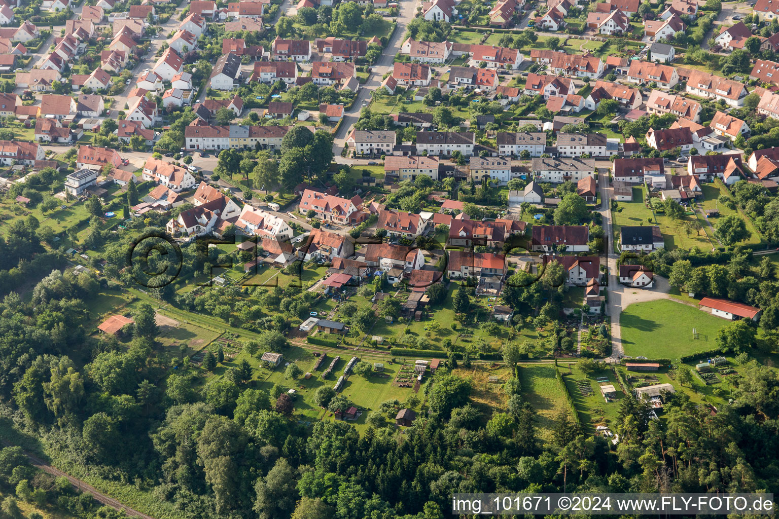 Aerial view of Ramberg settlement in the district Riedlingen in Donauwörth in the state Bavaria, Germany