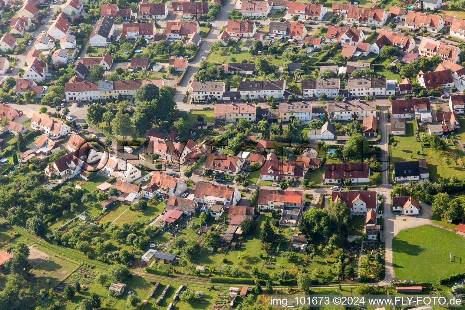 Aerial photograpy of Ramberg settlement in the district Riedlingen in Donauwörth in the state Bavaria, Germany