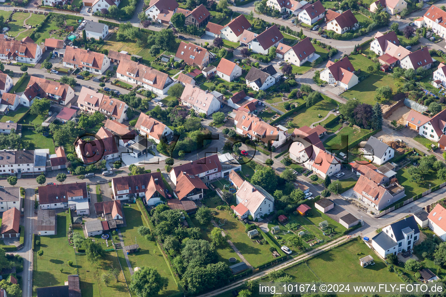 Oblique view of Ramberg settlement in the district Riedlingen in Donauwörth in the state Bavaria, Germany