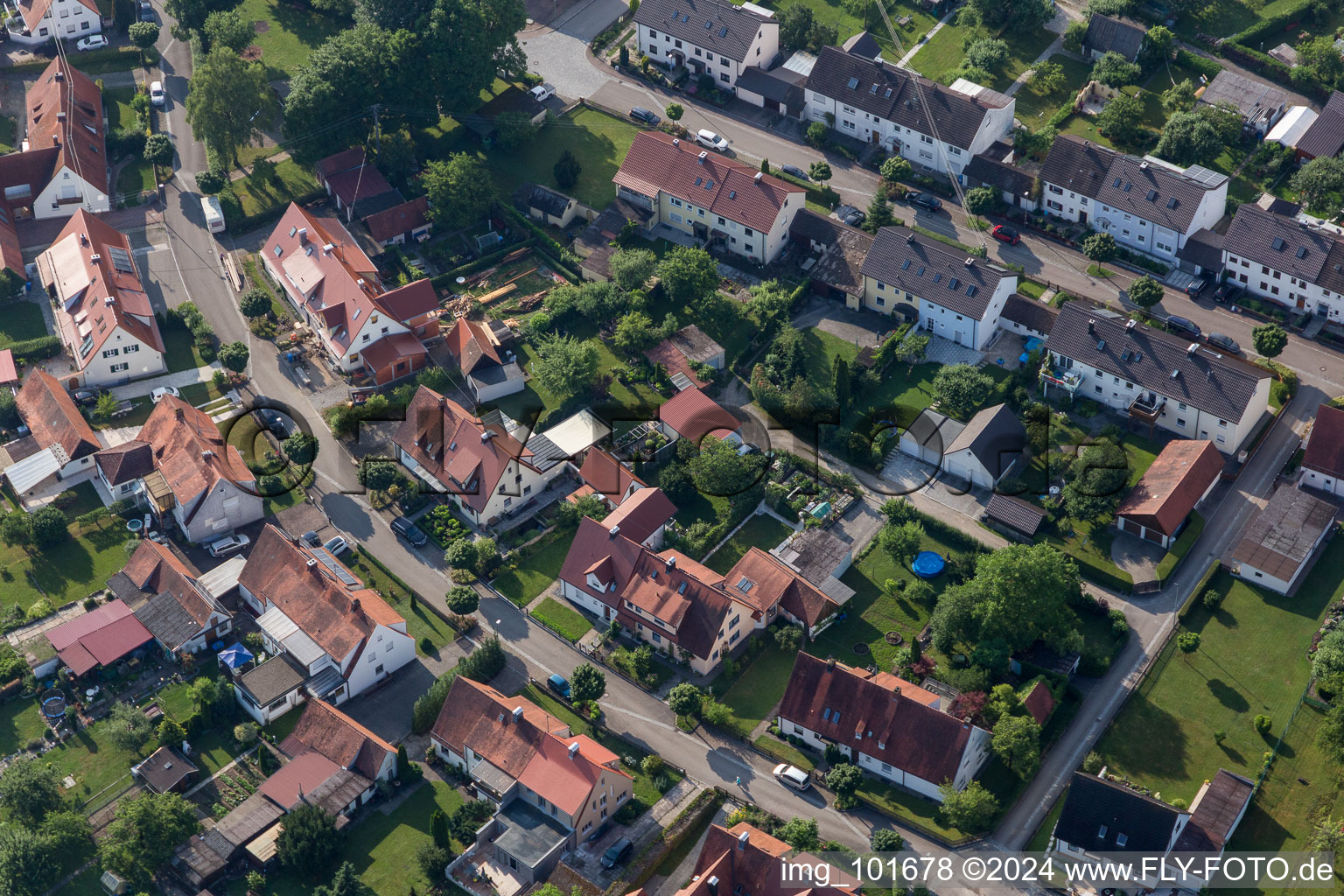 Ramberg settlement in the district Riedlingen in Donauwörth in the state Bavaria, Germany from the plane