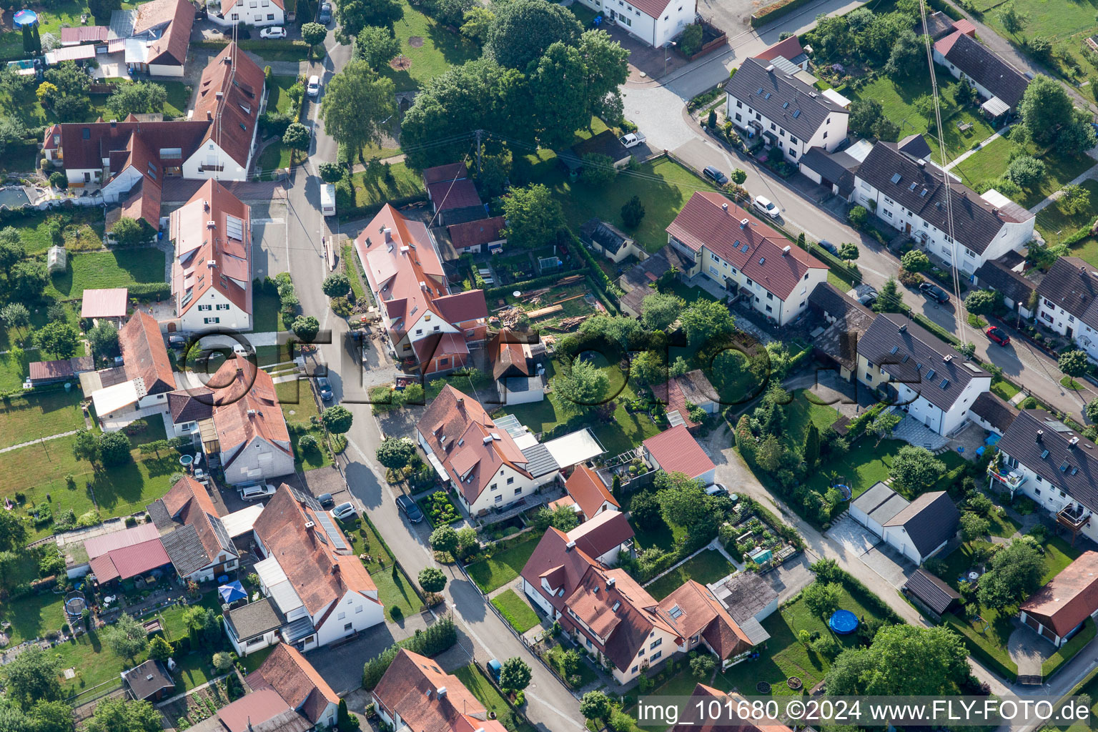 Bird's eye view of Ramberg settlement in the district Riedlingen in Donauwörth in the state Bavaria, Germany