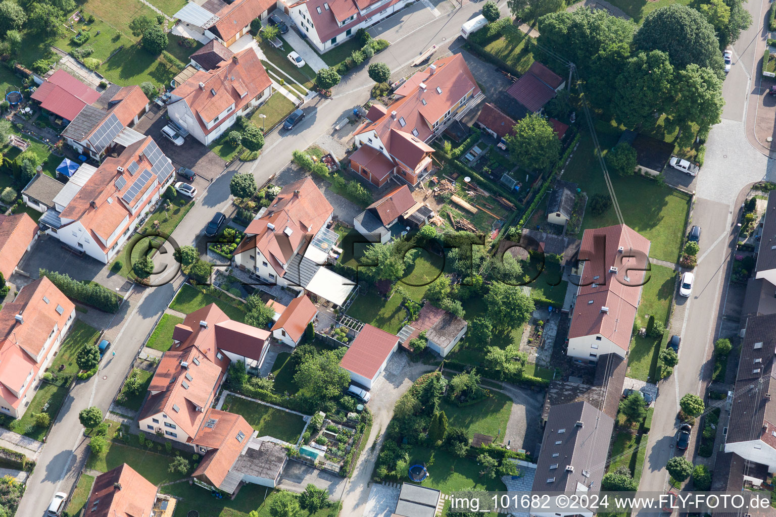 Drone recording of Ramberg settlement in the district Riedlingen in Donauwörth in the state Bavaria, Germany