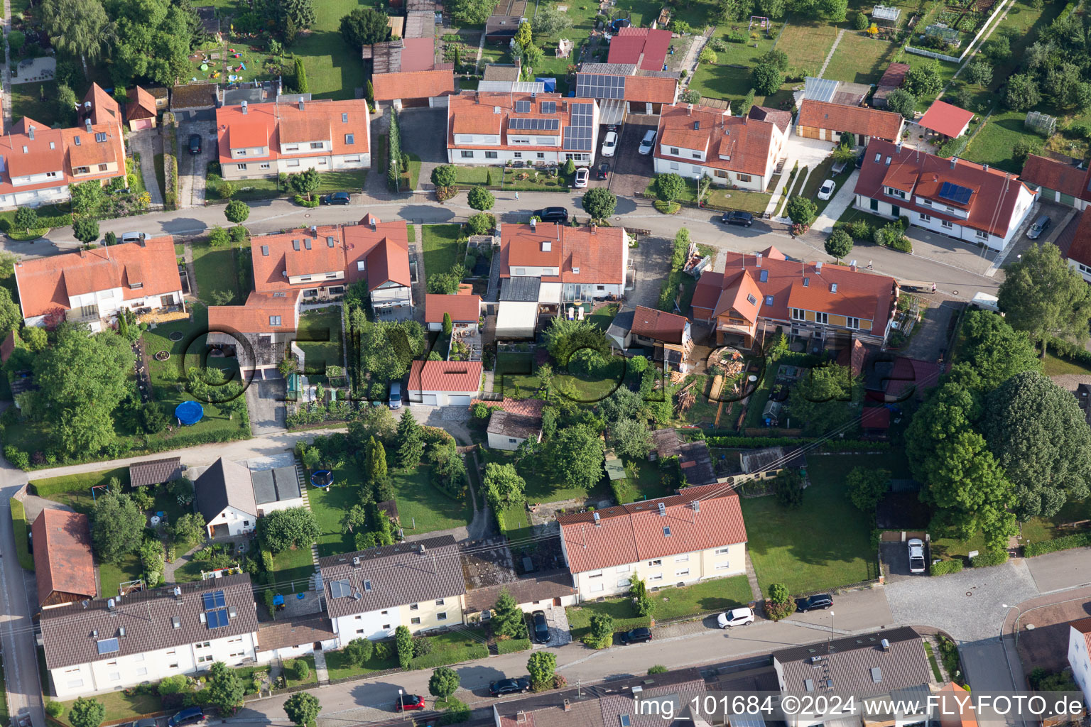 Aerial view of District Riedlingen in Donauwörth in the state Bavaria, Germany