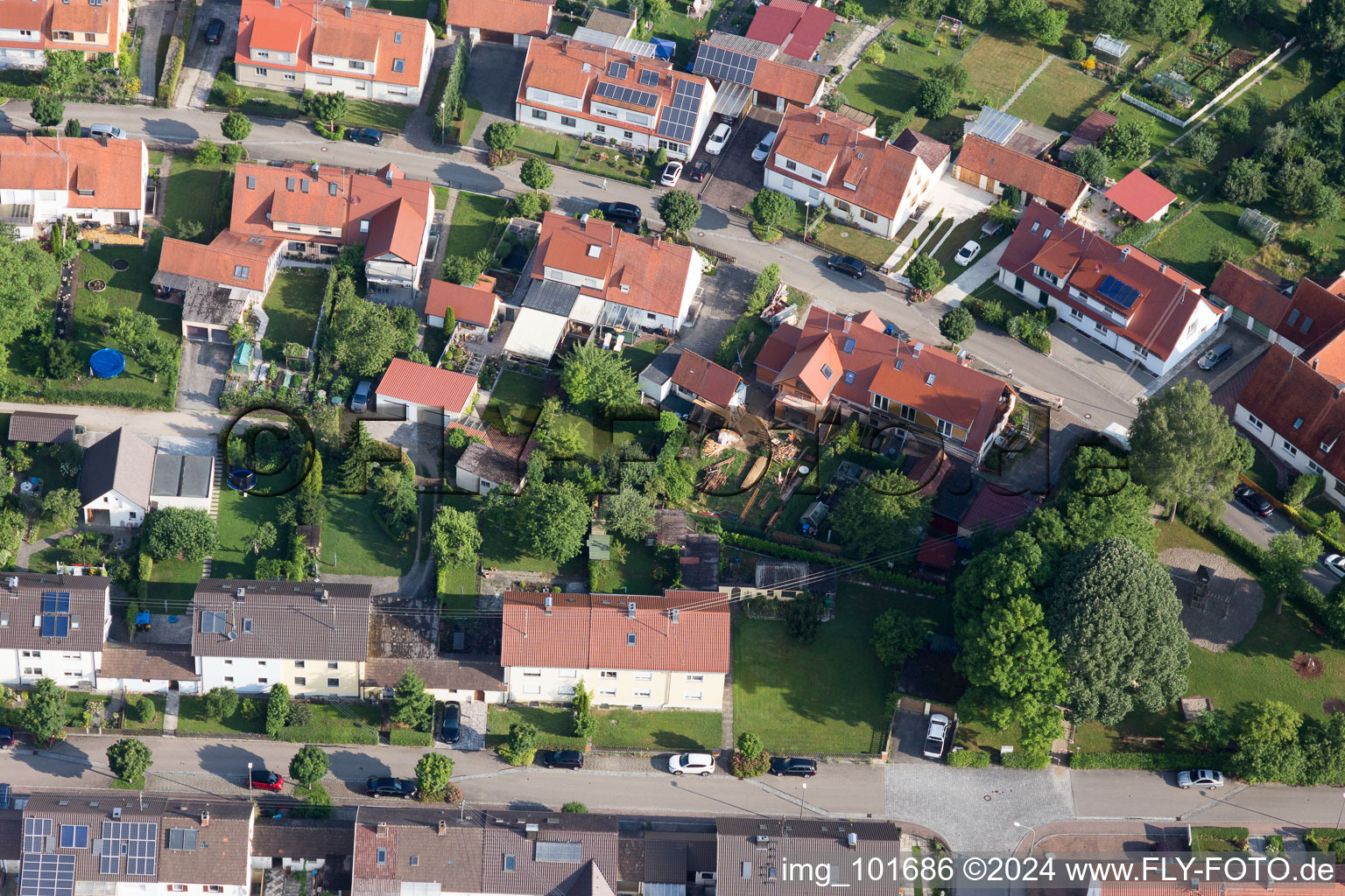 Oblique view of District Riedlingen in Donauwörth in the state Bavaria, Germany