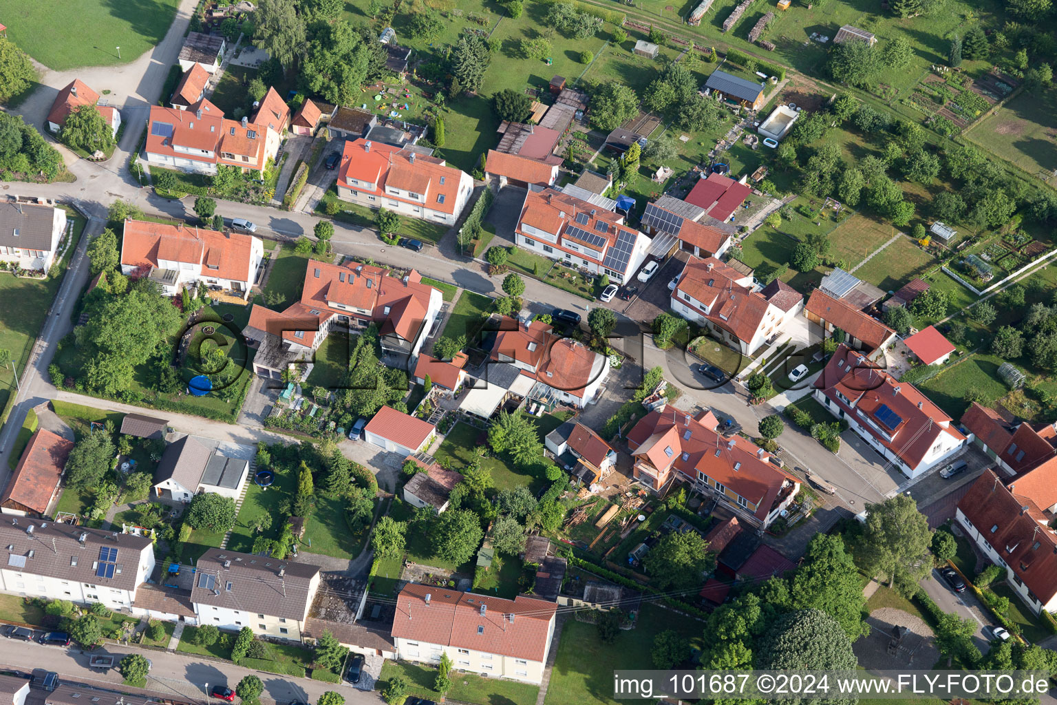 District Riedlingen in Donauwörth in the state Bavaria, Germany from above