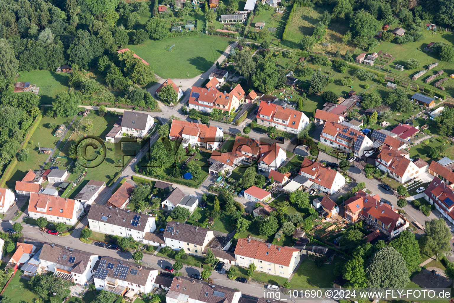 District Riedlingen in Donauwörth in the state Bavaria, Germany seen from above